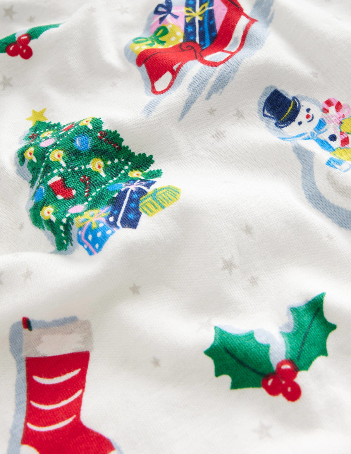 Snug Single Long John Pyjamas-Ivory Festive Fun-3