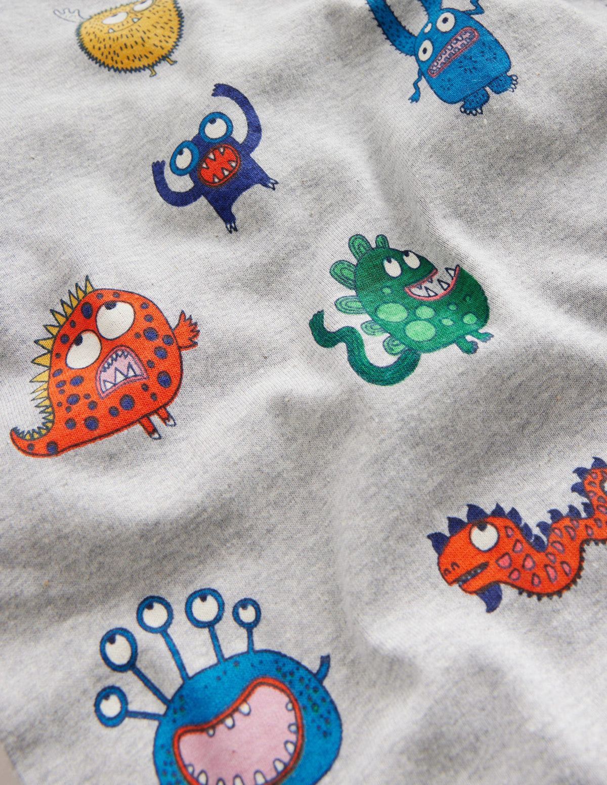 Snug Single Long John Pyjamas-Grey Marl Monsters - Image 3