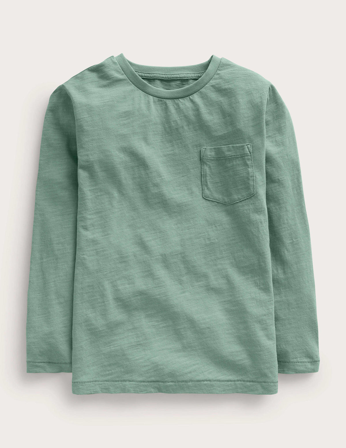 Long-sleeved Washed T-shirt-Green/White-1