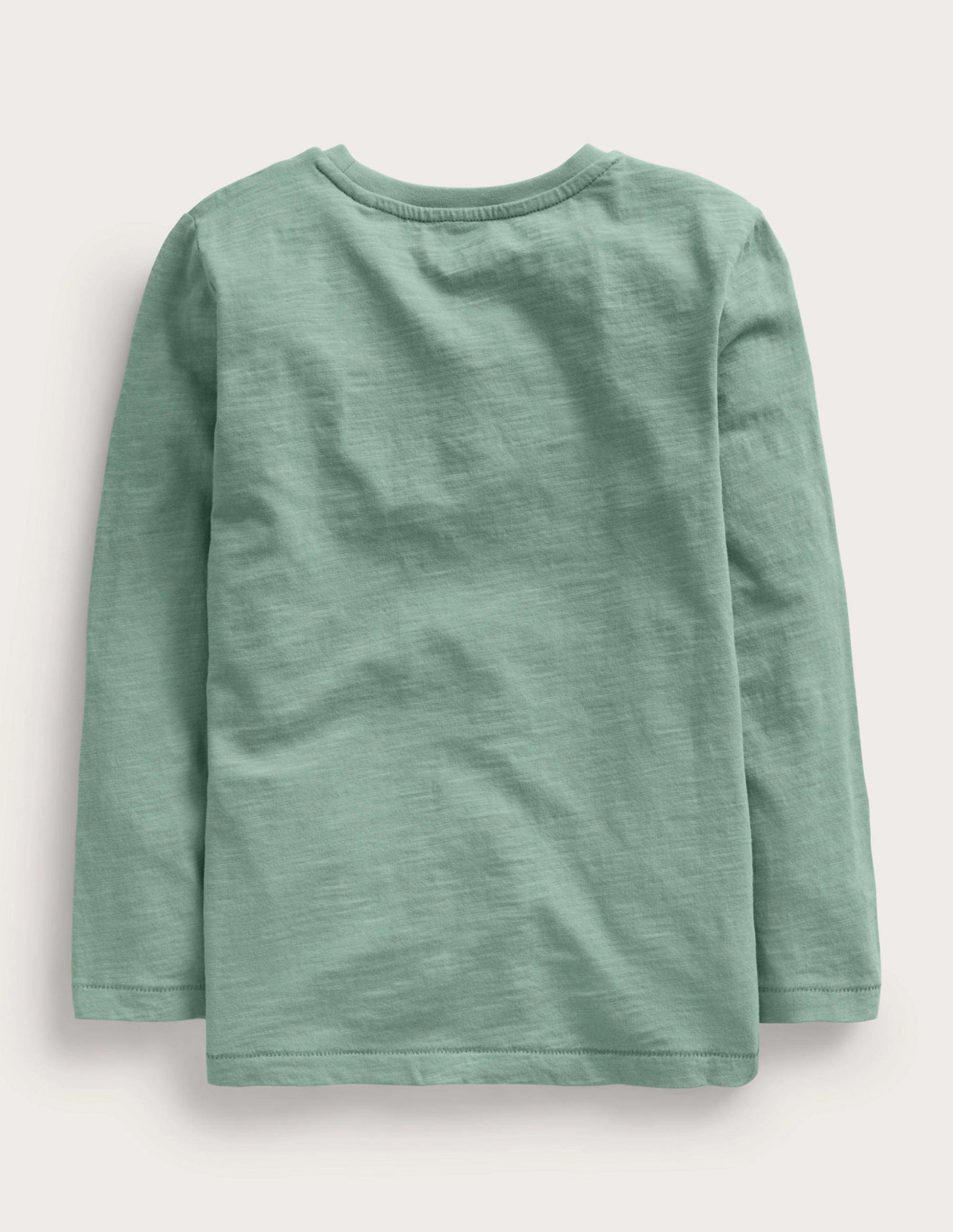 Long-sleeved Washed T-shirt-Green/White-2