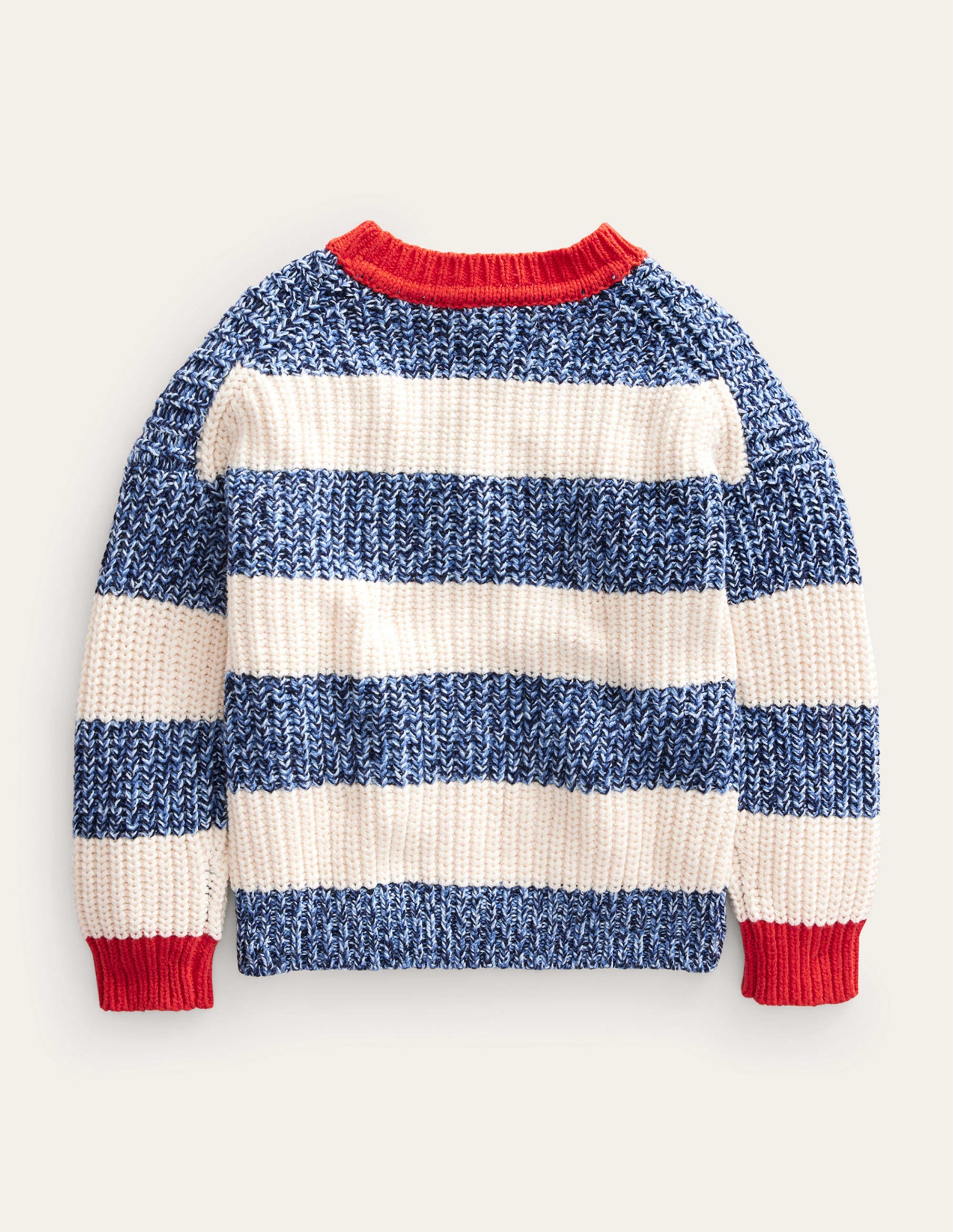 Ribbed Stripe Jumper-Navy Twist/Ecru Marl - Image 2