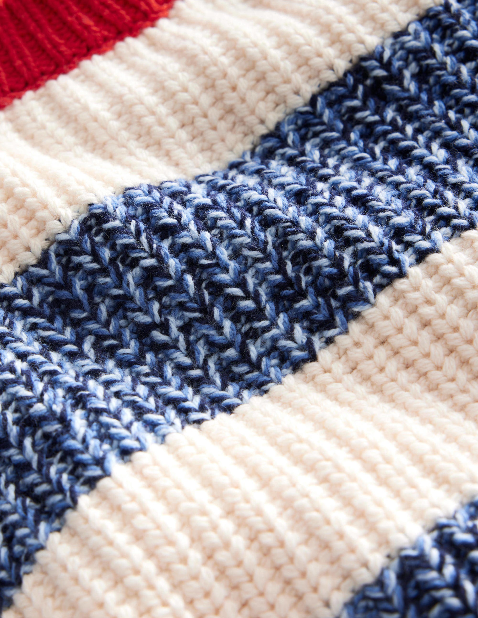Ribbed Stripe Jumper-Navy Twist/Ecru Marl - Image 3