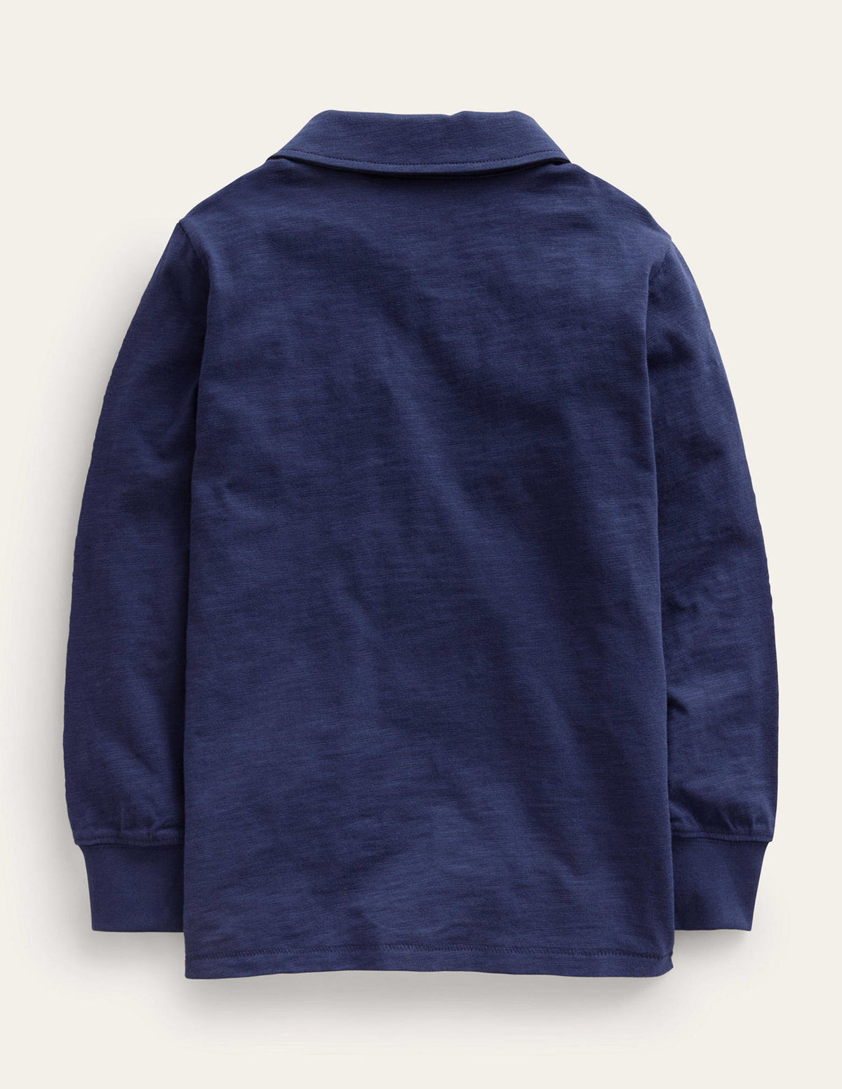 Slubbed Long-Sleeve Polo Shirt-College Navy - Image 2