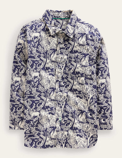 Cotton Shirt-College Navy Magical Forest-1