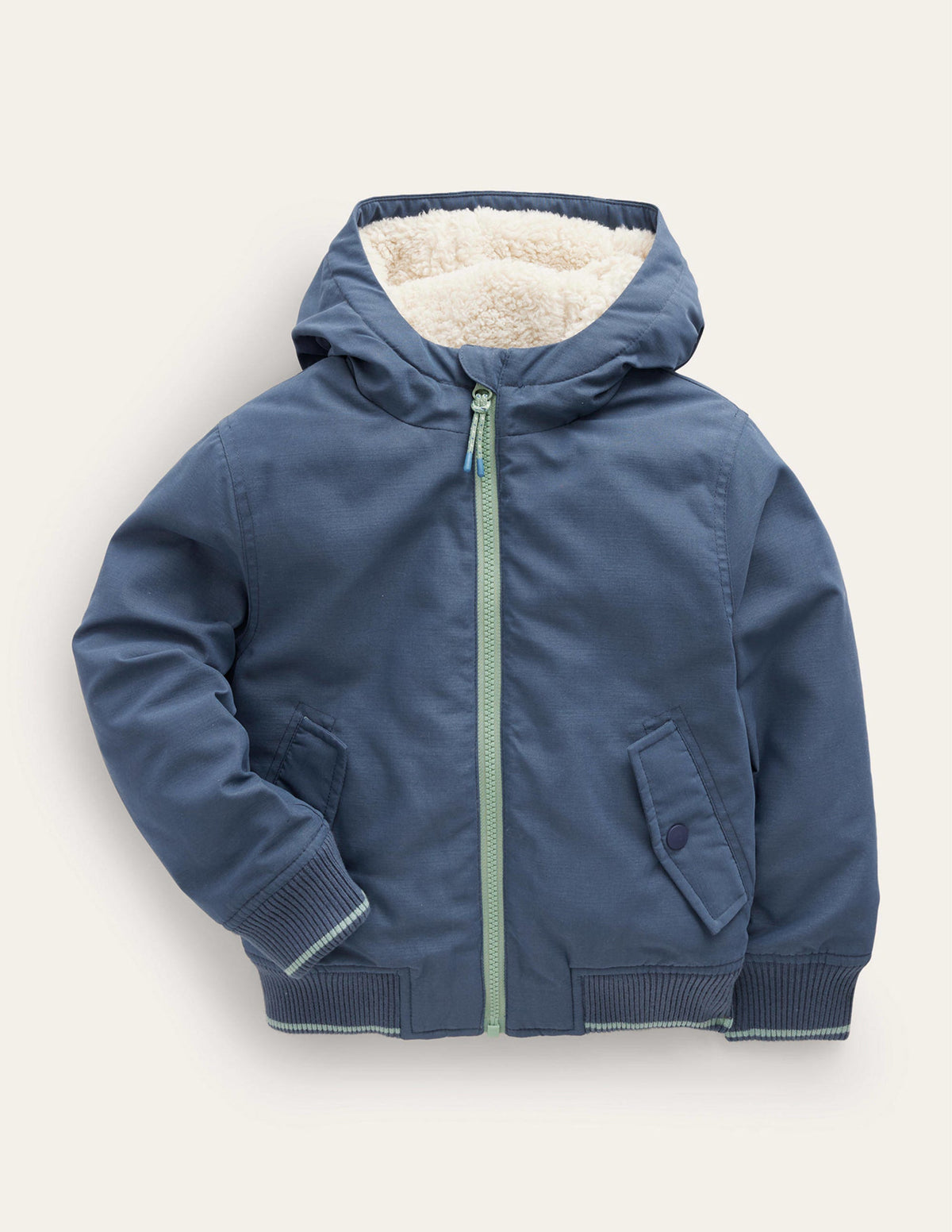 Hooded Lined Bomber Jacket-Robot Blue - Image 1