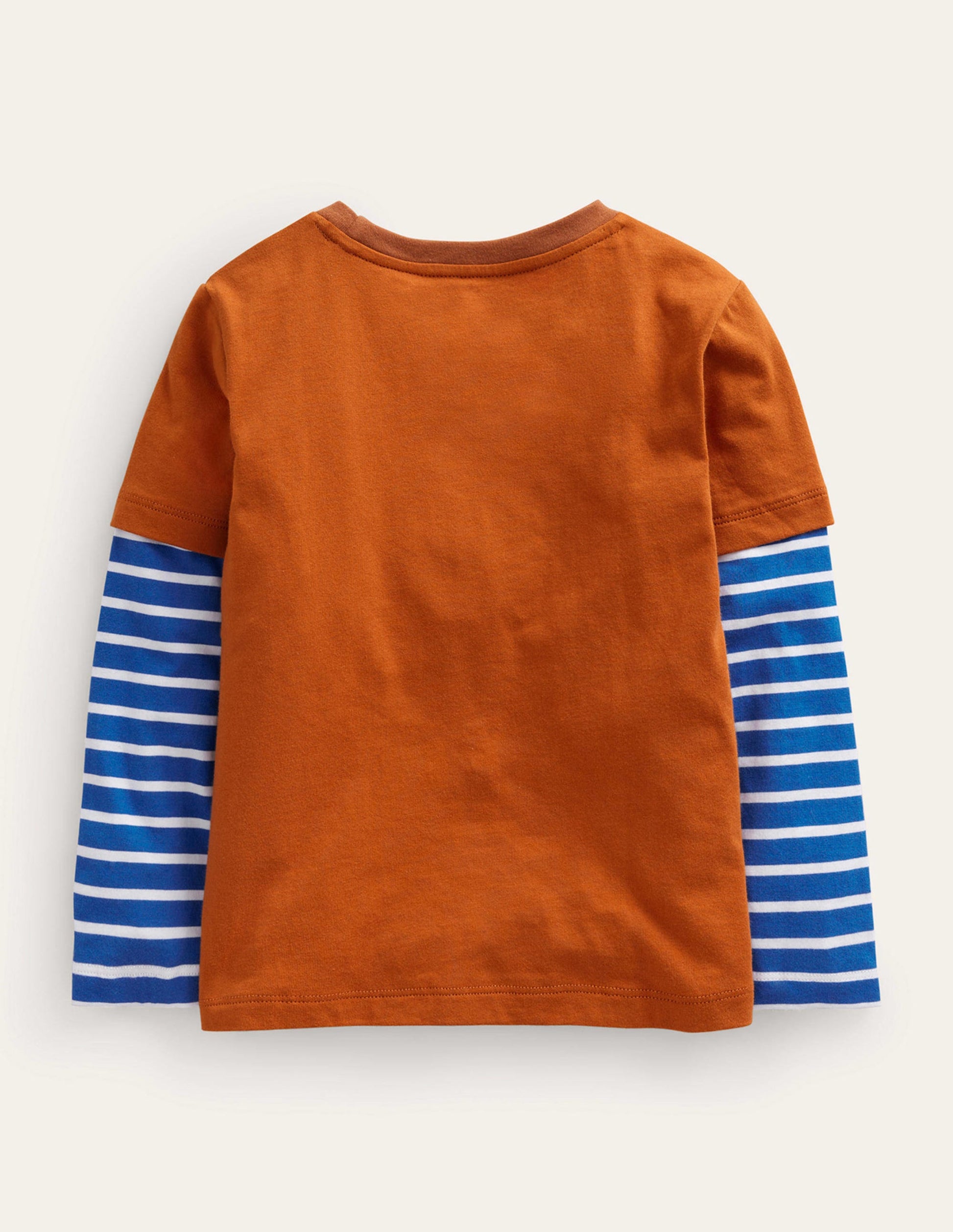 Appliqué Mock Sleeve T-Shirt-Autumn Orange Badger-2