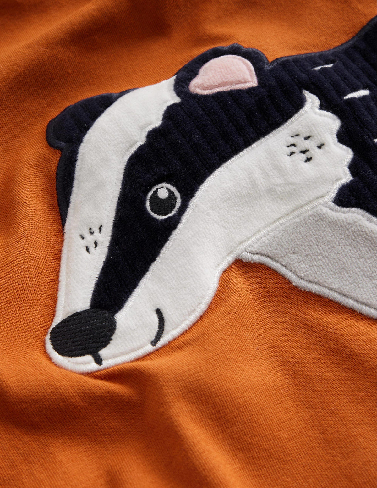 Appliqué Mock Sleeve T-Shirt-Autumn Orange Badger-3