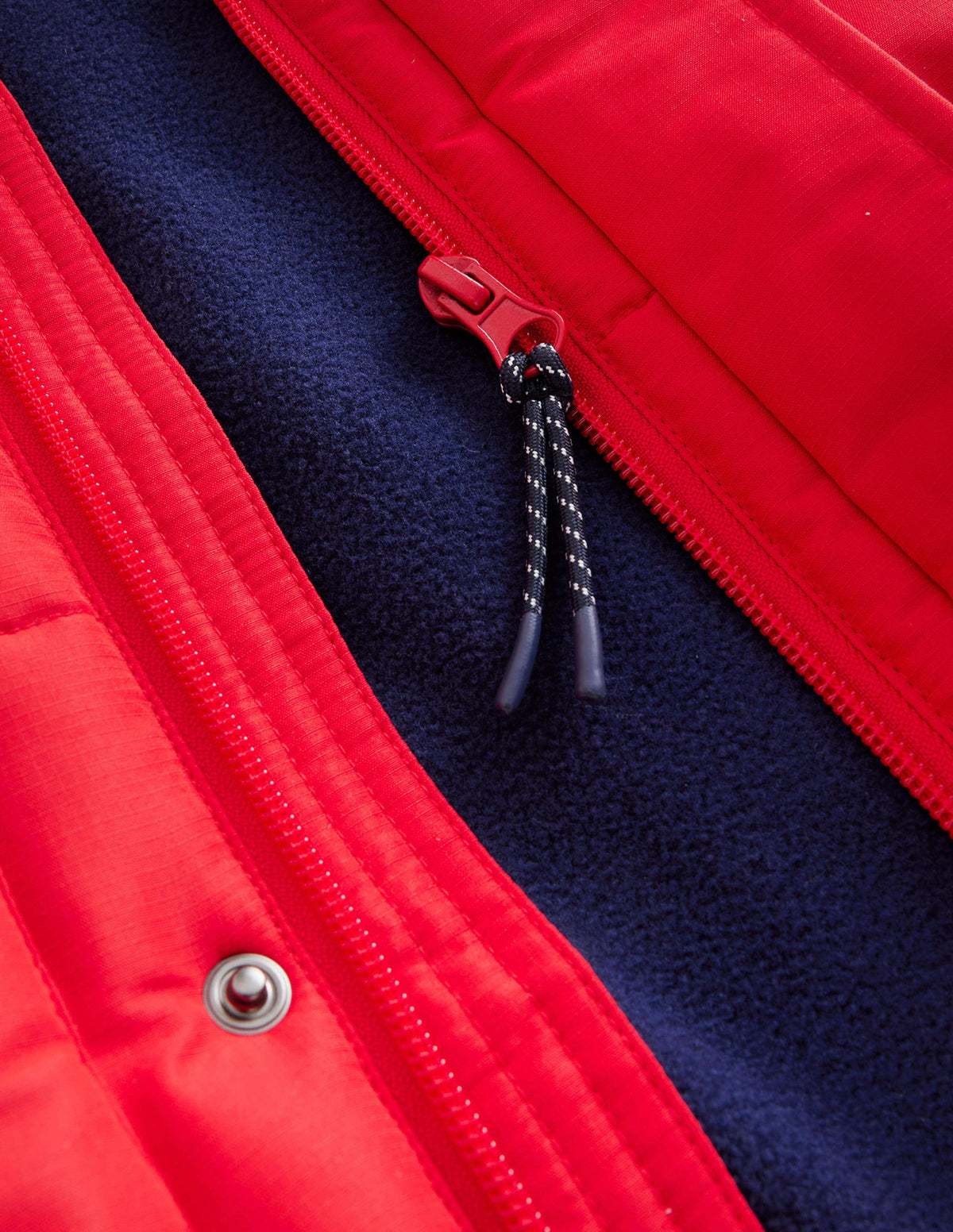 Fleece Lined Padded Coat-Rockabilly Red-3