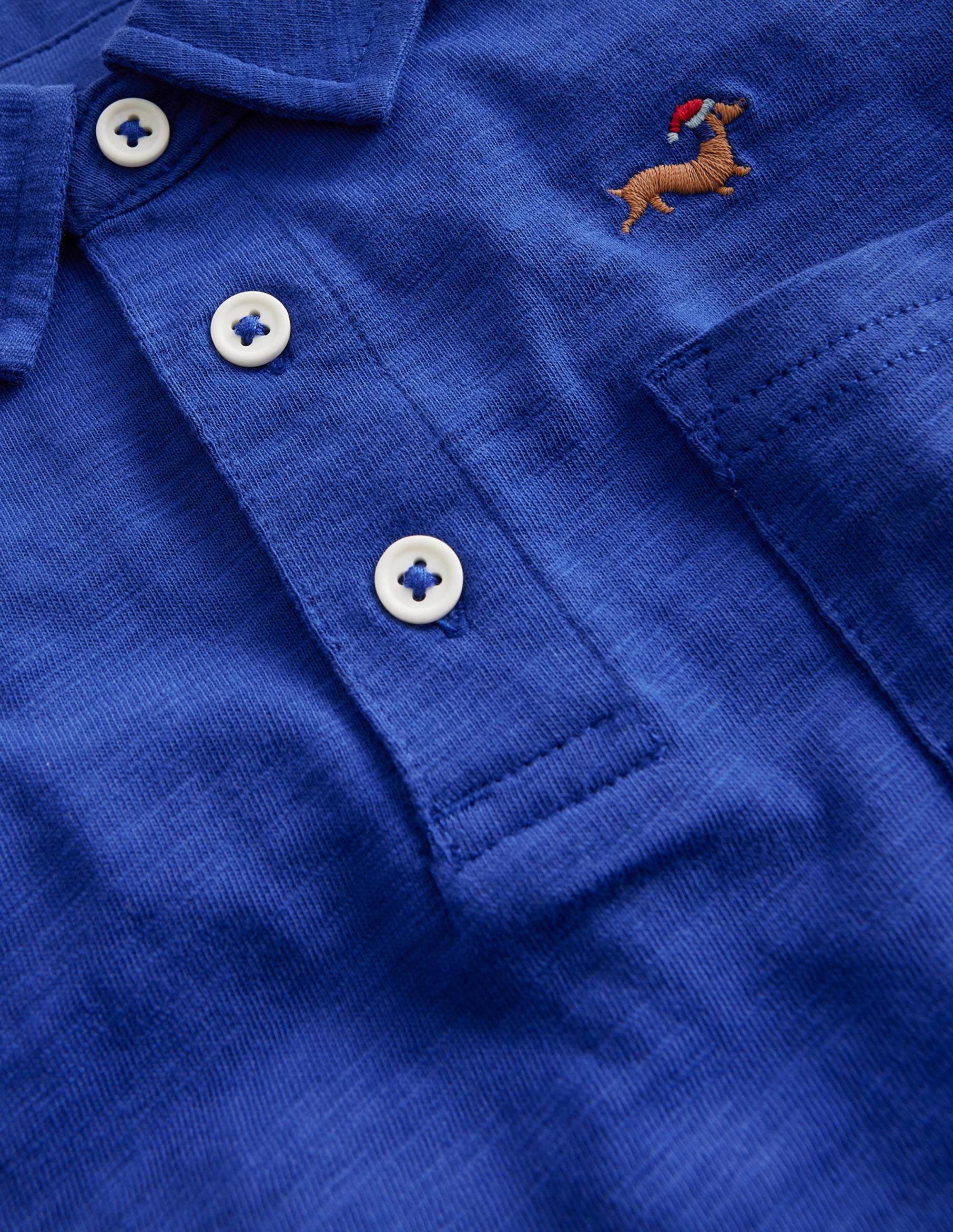Embroidery Slub Polo-Cobalt Blue Sausage Dogs - Image 3