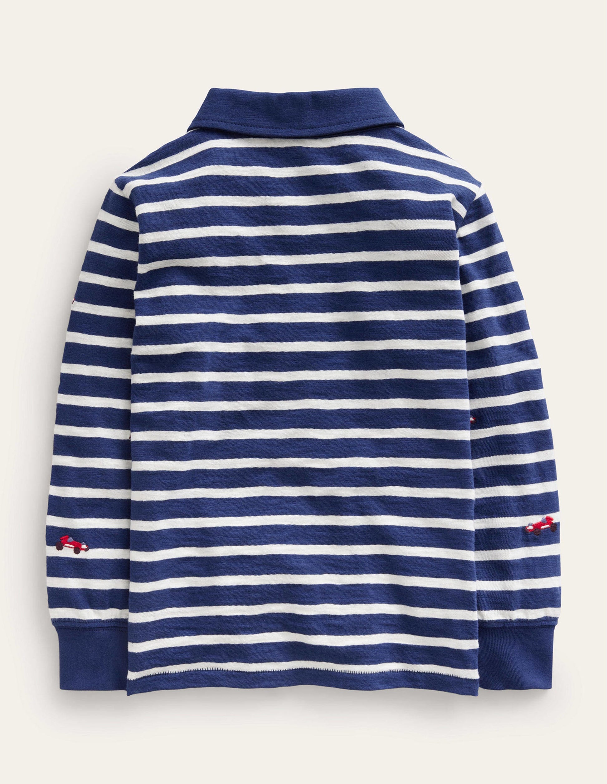 Embroidery Slub Polo-Ivory/Navy Cars-2