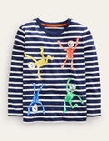 Skeleton Halloween T-shirt-College Navy Skeletons