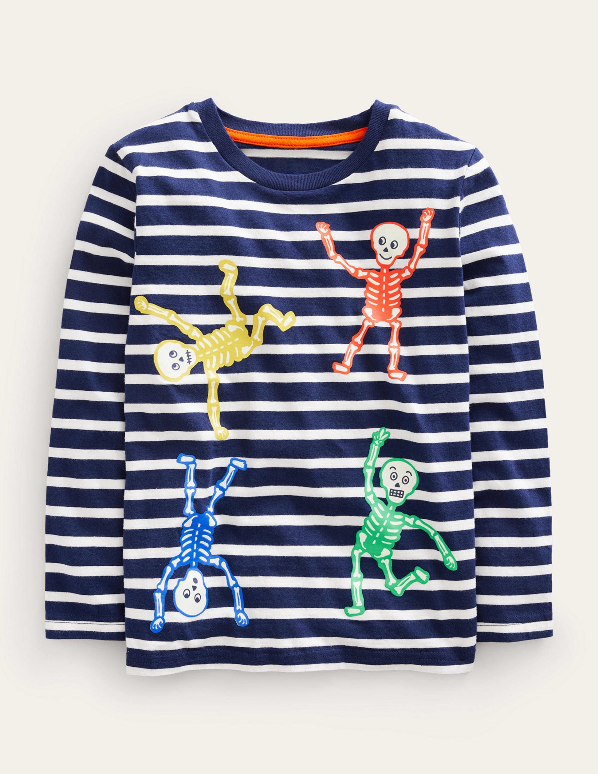Skeleton Halloween T-shirt-College Navy Skeletons-1