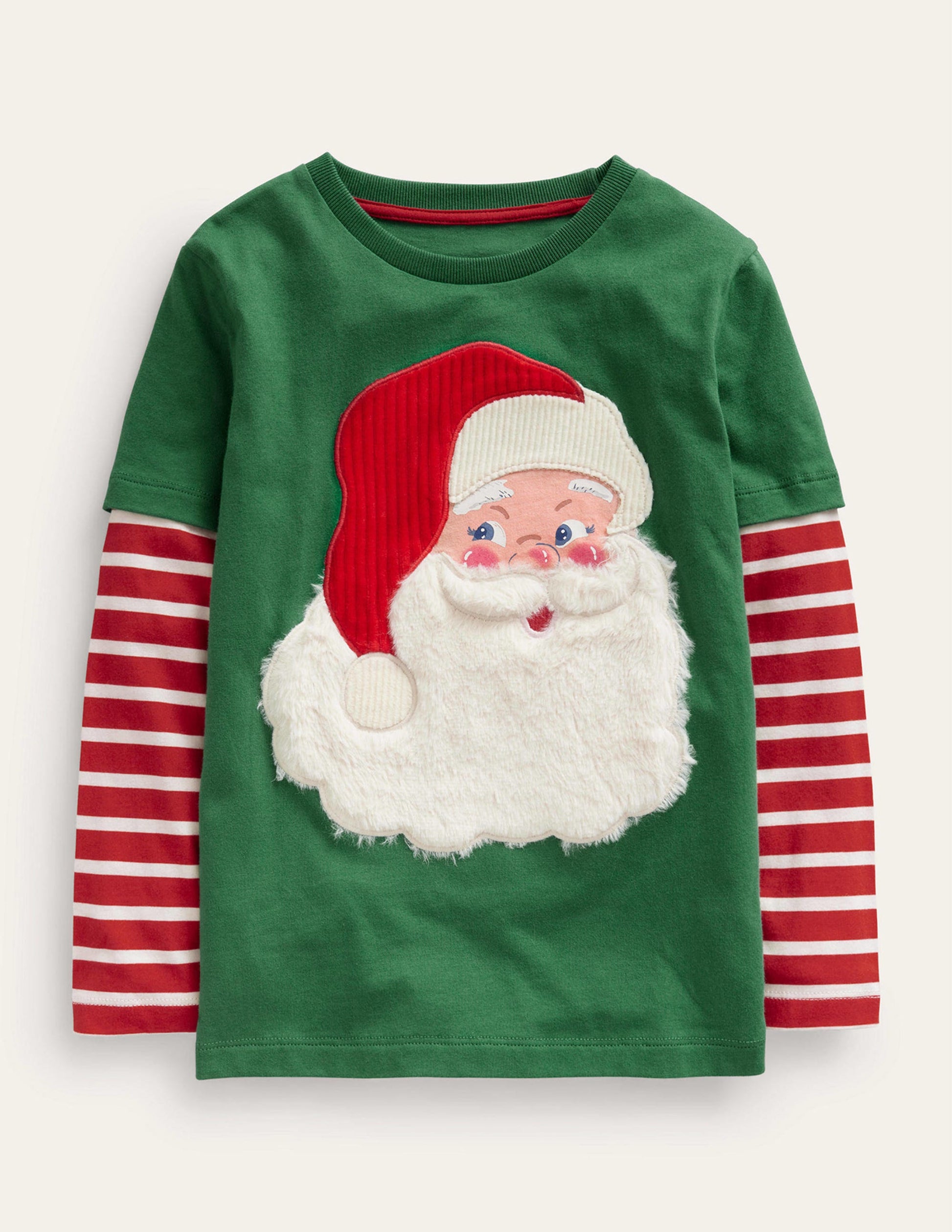 Mock Sleeve Santa T-shirt-Safari Green Santa-1
