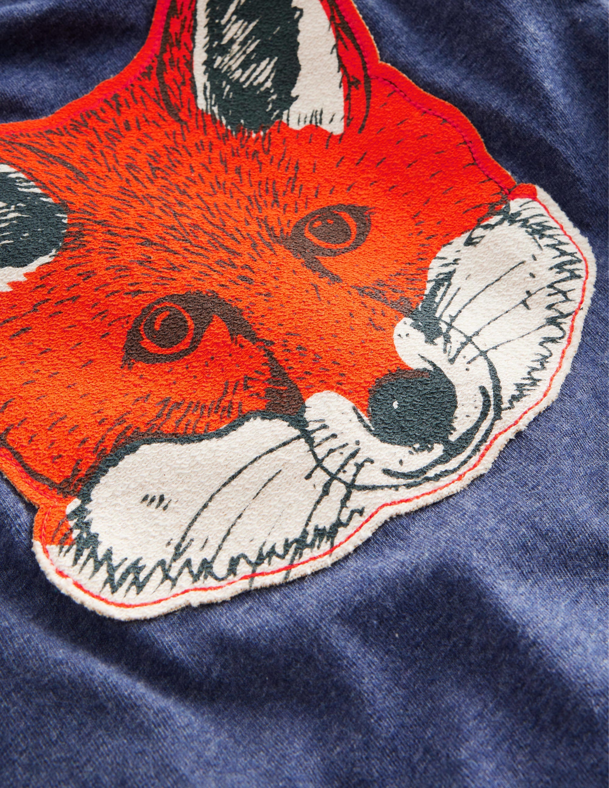 Fox Appliqué Cotton Top-College Navy Marl - Image 3