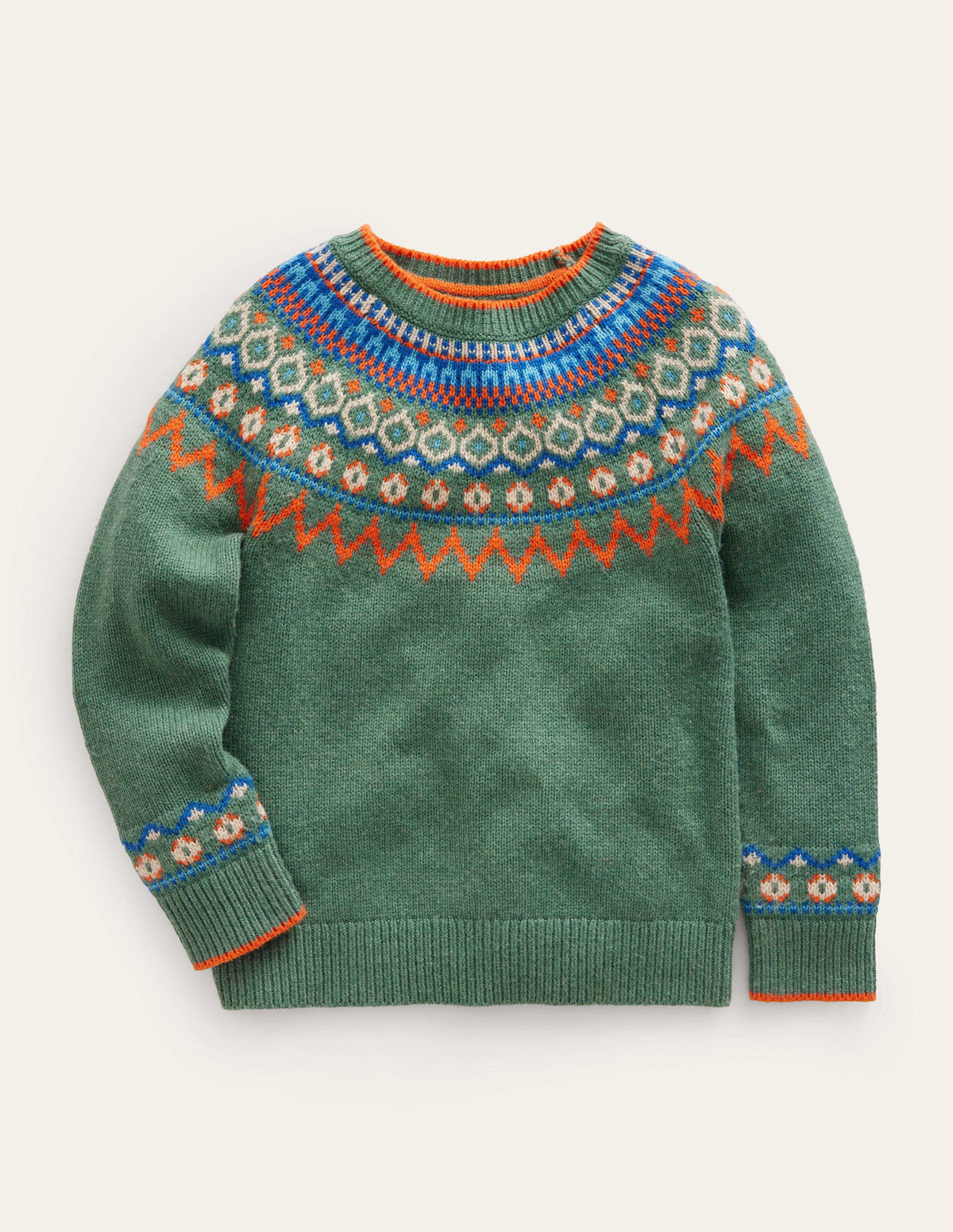 Graphic Fair Isle Jumper-Monster Green Marl-1