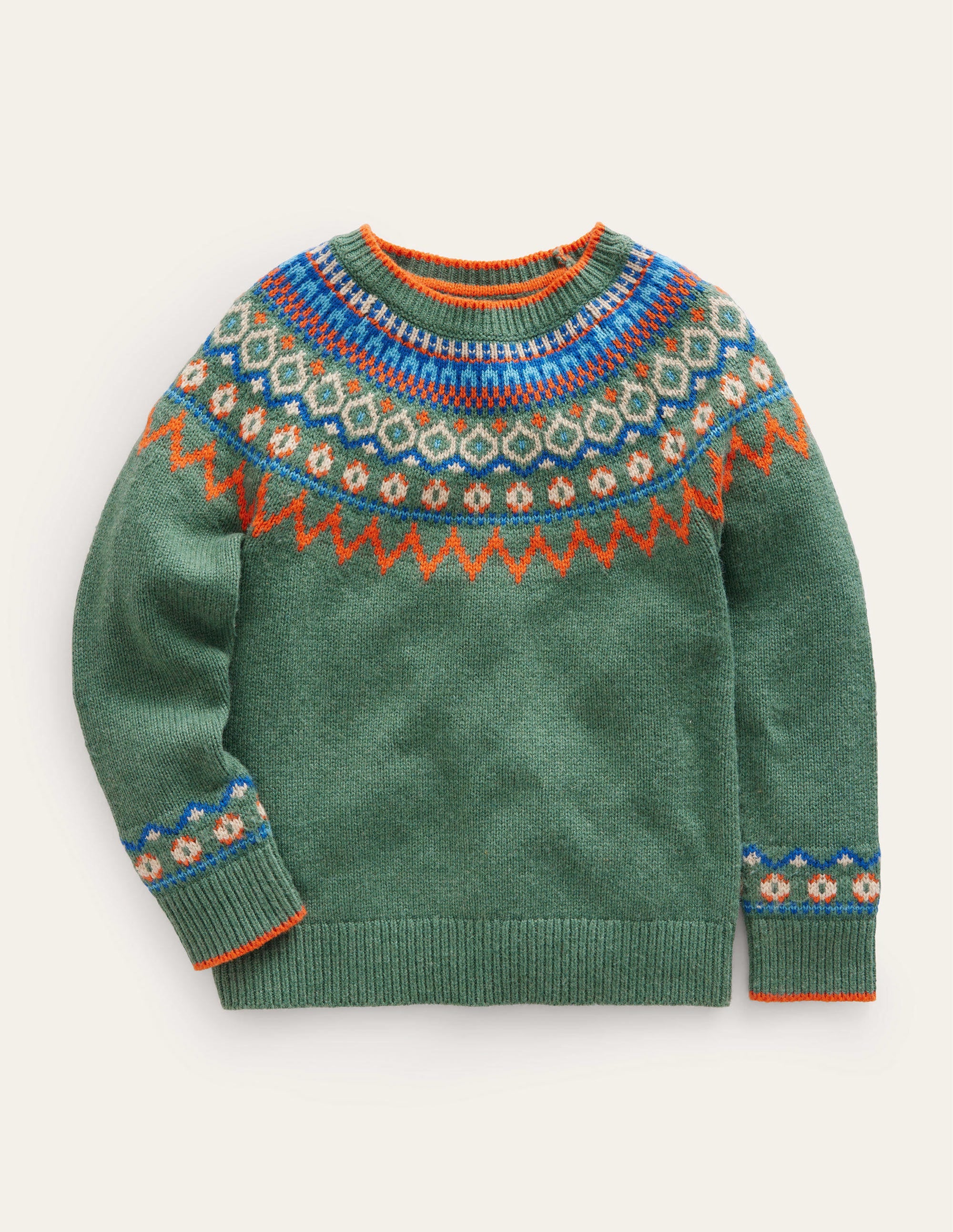 Graphic Fair Isle Jumper-Monster Green Marl - Image 1