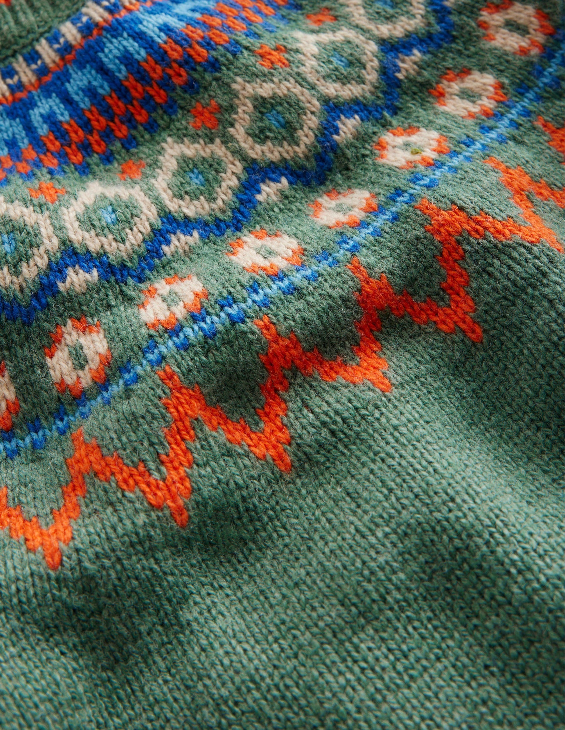 Graphic Fair Isle Jumper-Monster Green Marl-3