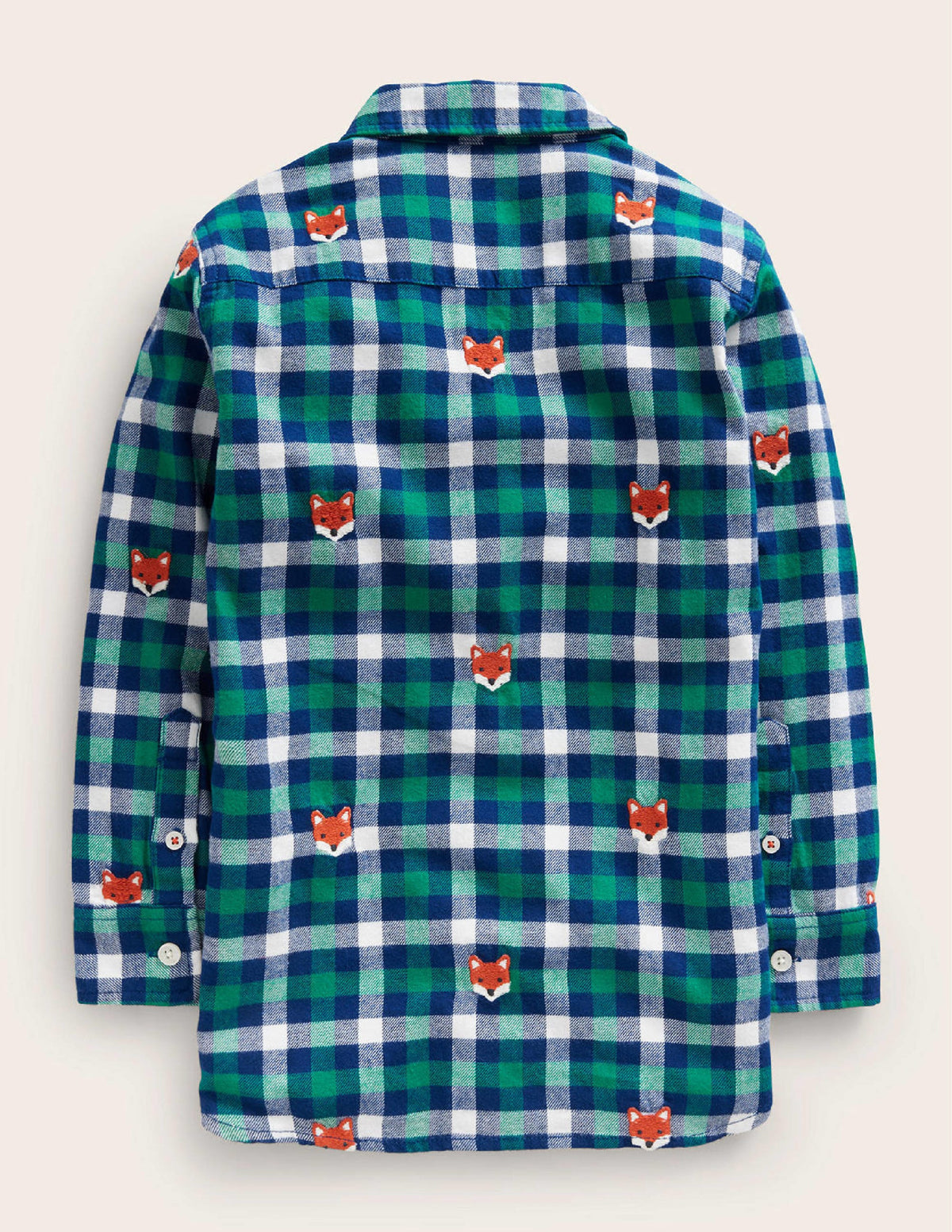 Embroidered Flannel Shirt-Gingham Fox - Image 2