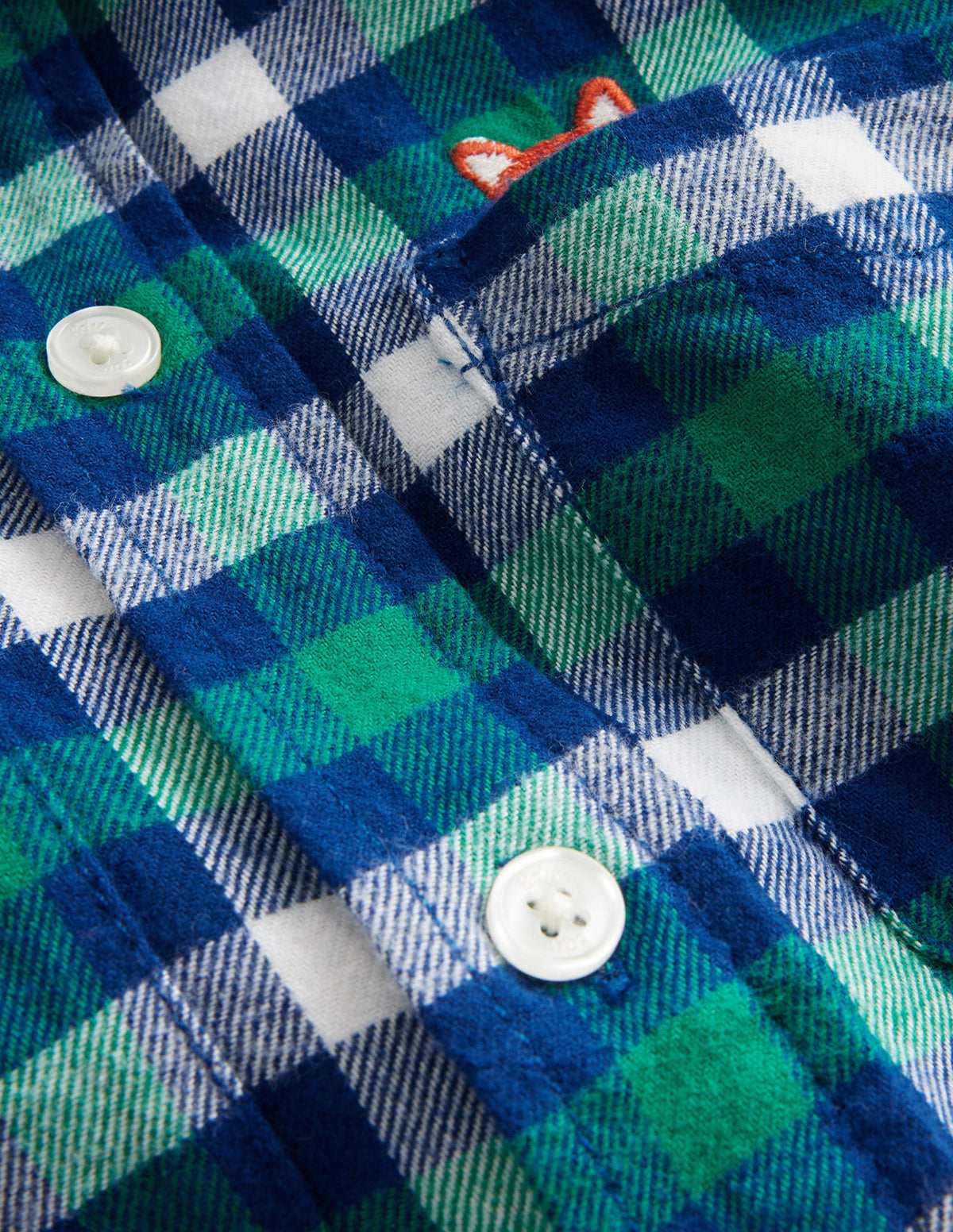 Embroidered Flannel Shirt-Gingham Fox - Image 3
