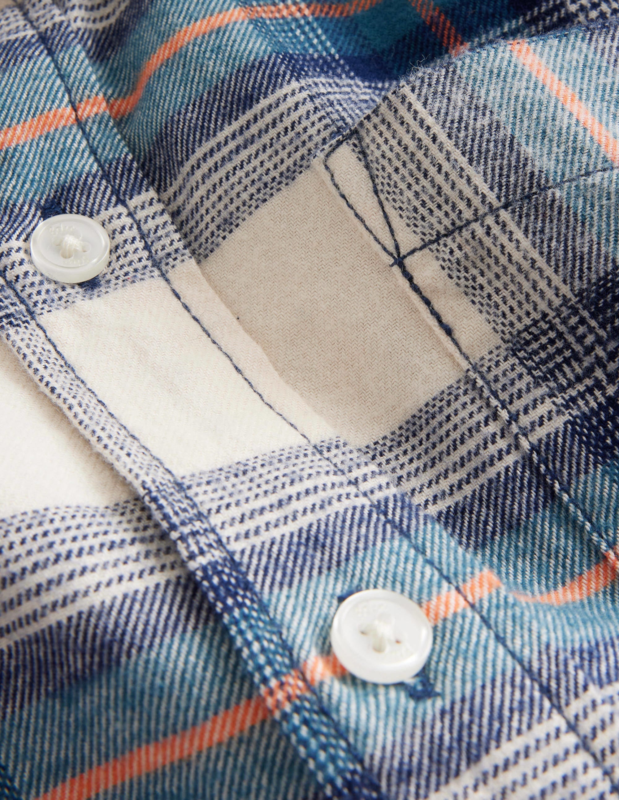 Brushed Flannel Shirt-Navy / Teal / Orange Check - Image 3