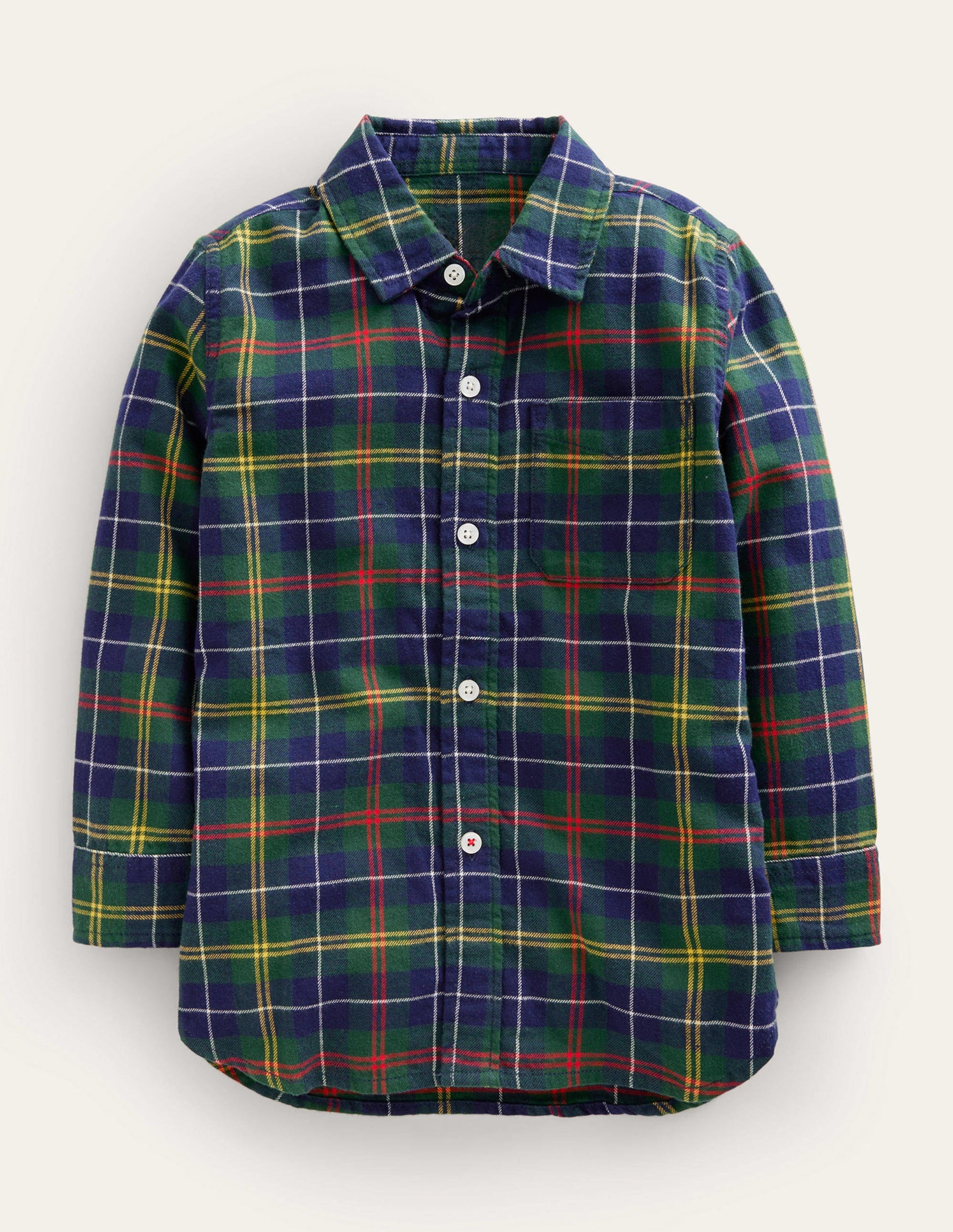 Brushed Flannel Shirt-Green / Navy / Yellow Check-1
