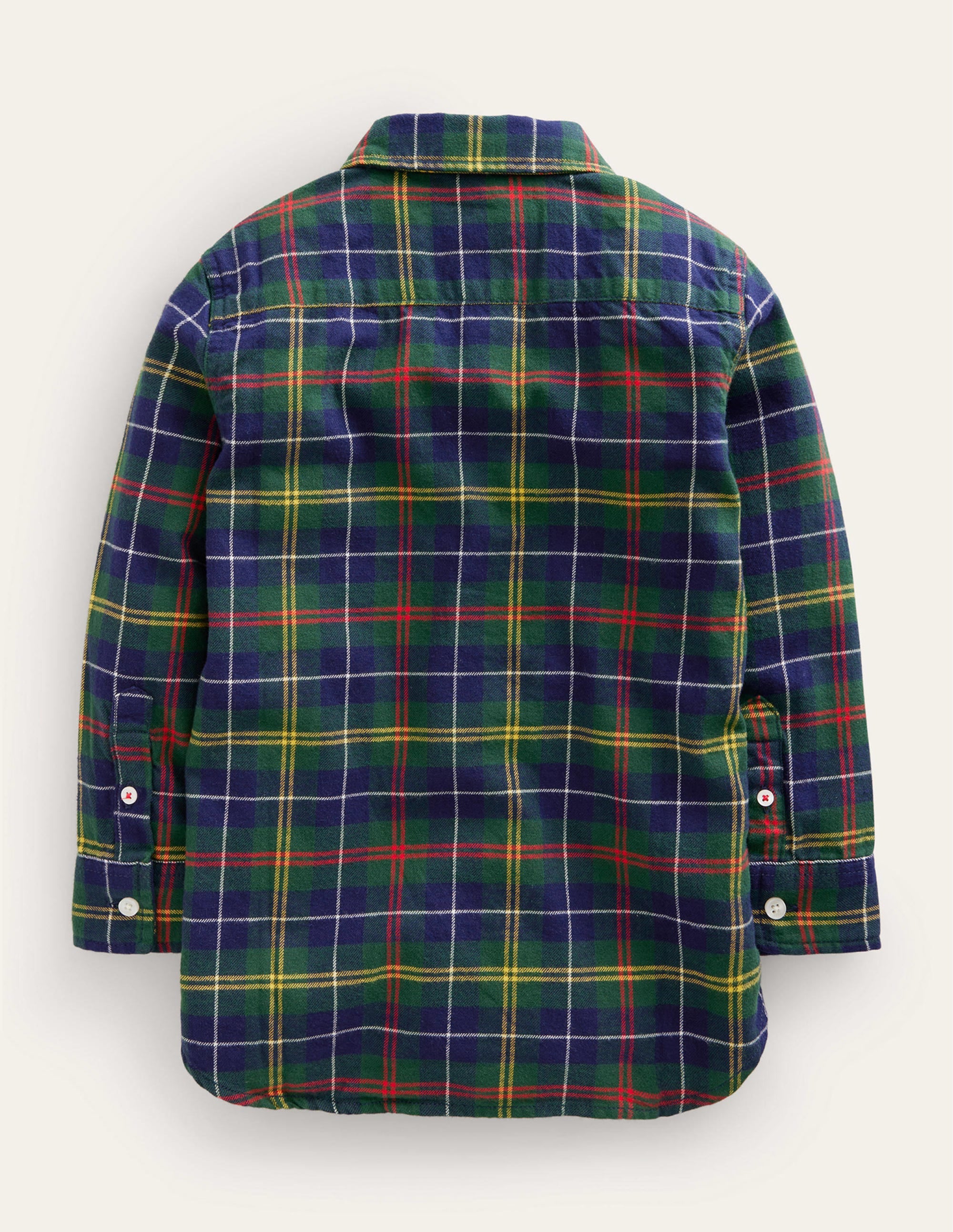 Brushed Flannel Shirt-Green / Navy / Yellow Check - Image 2