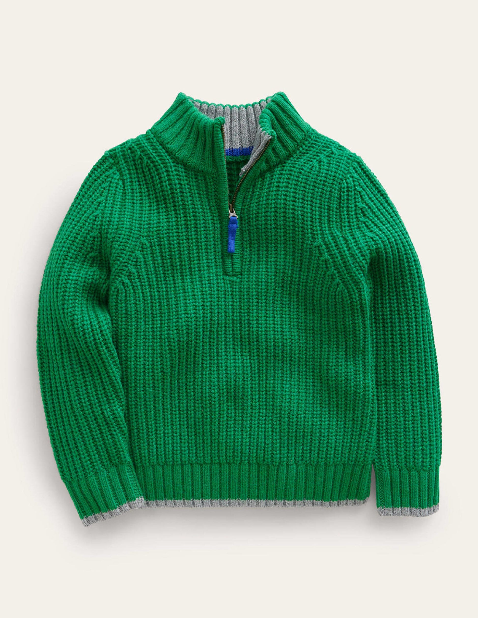 Chunky Half Zip Jumper-Deep Green-1