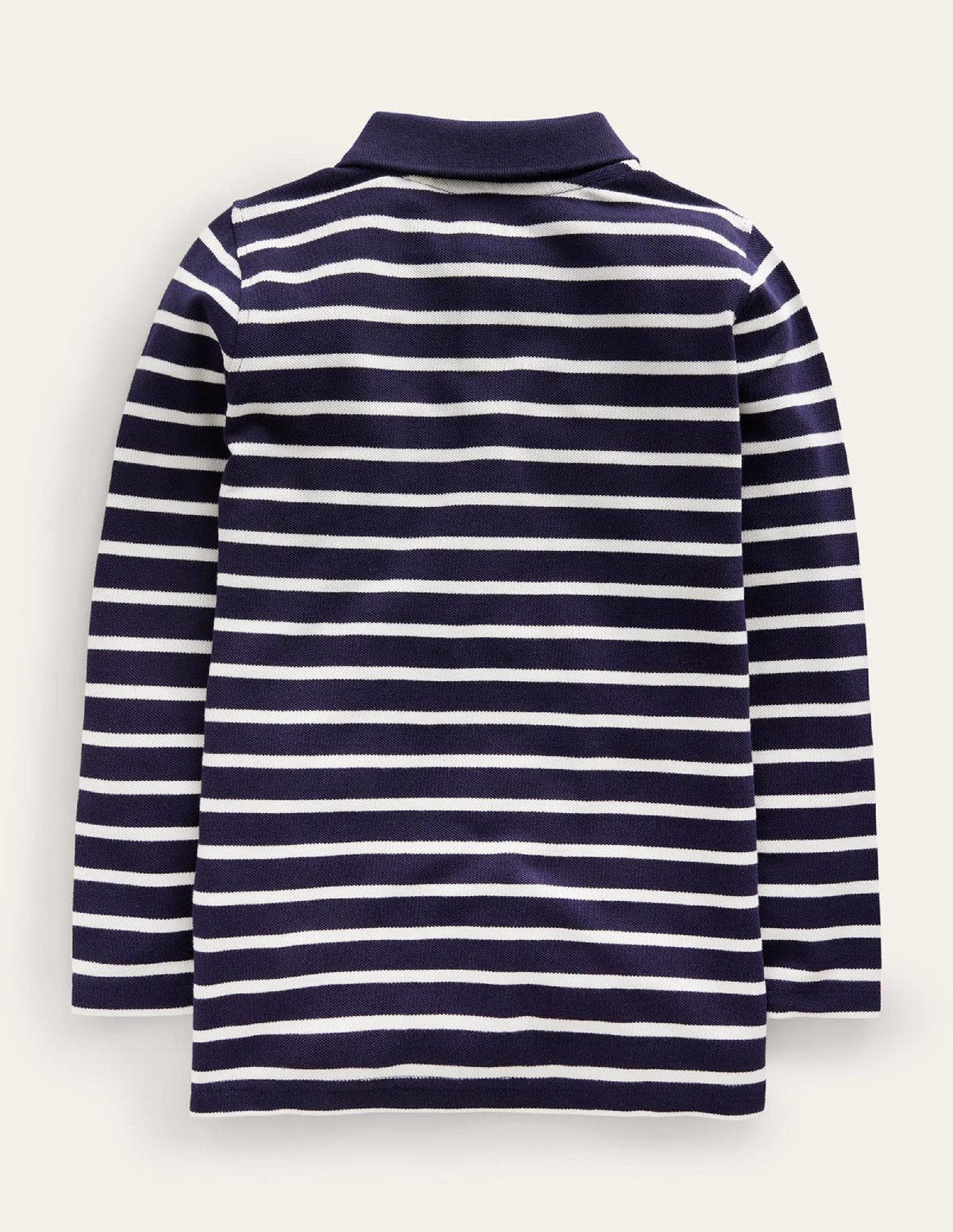 Long Sleeve Pique Polo-Navy/Ivory - Image 2