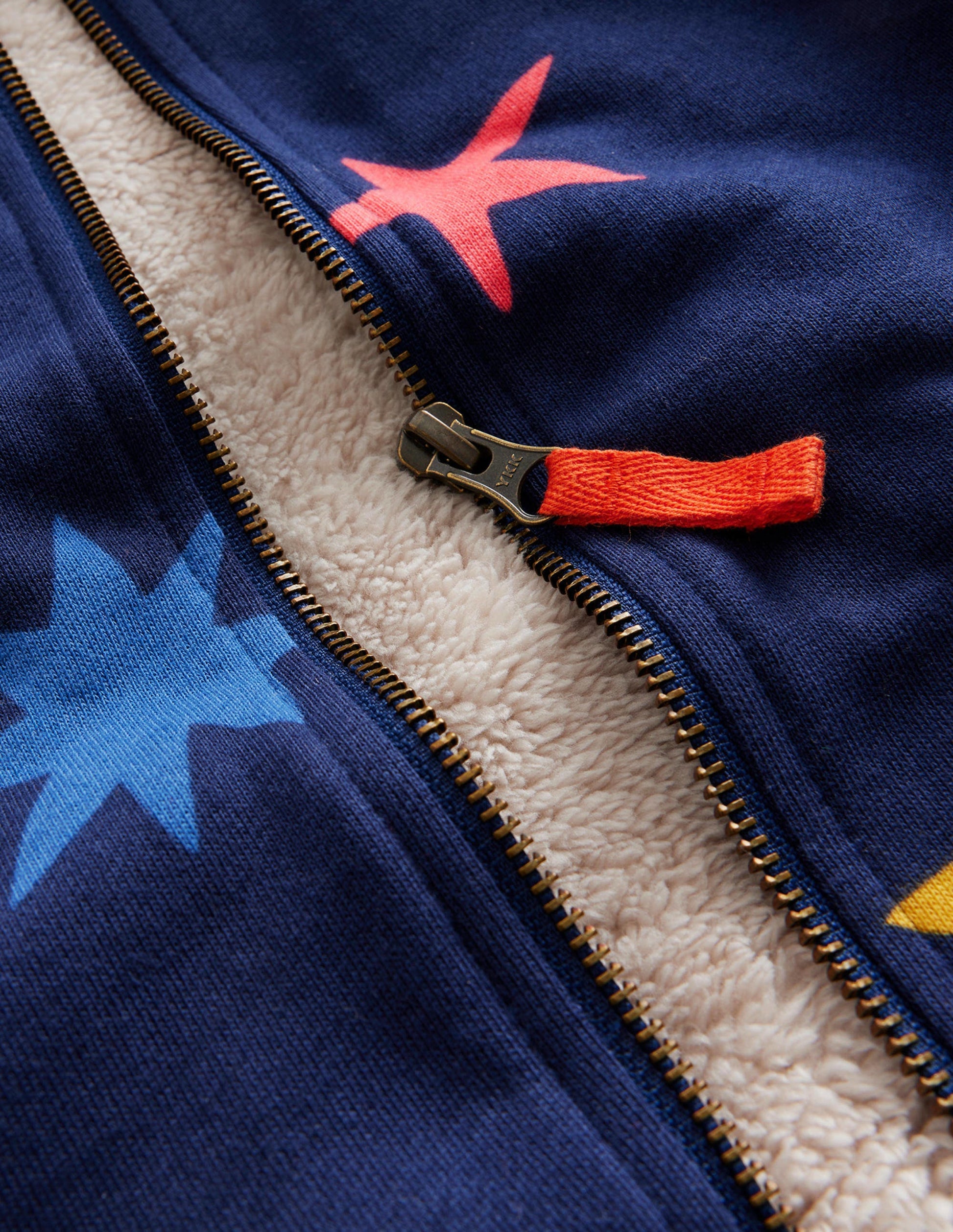 Shaggy-Lined Printed Hoodie-College Navy Star-3