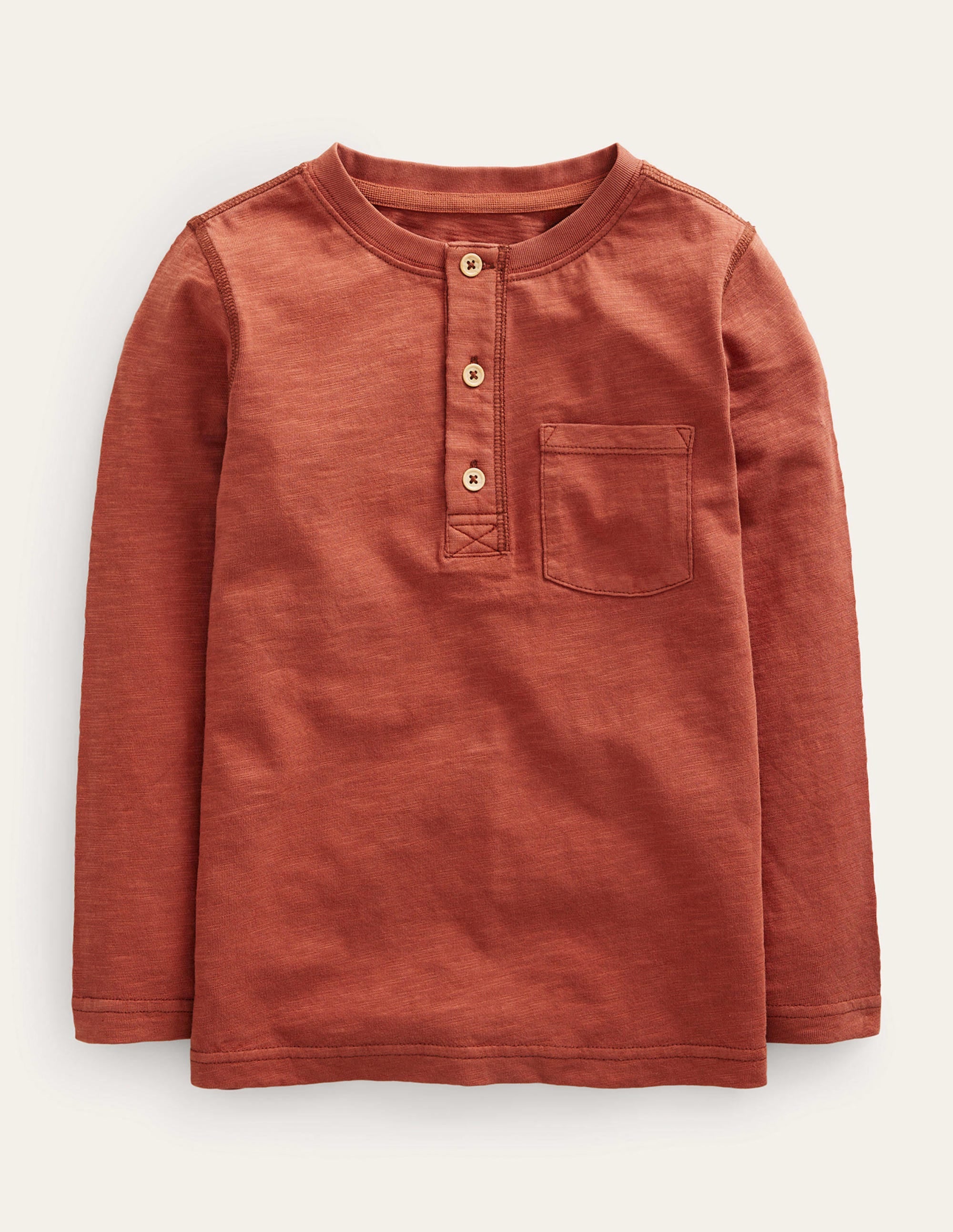 Long Sleeve Henley T-shirt-Red - Image 1