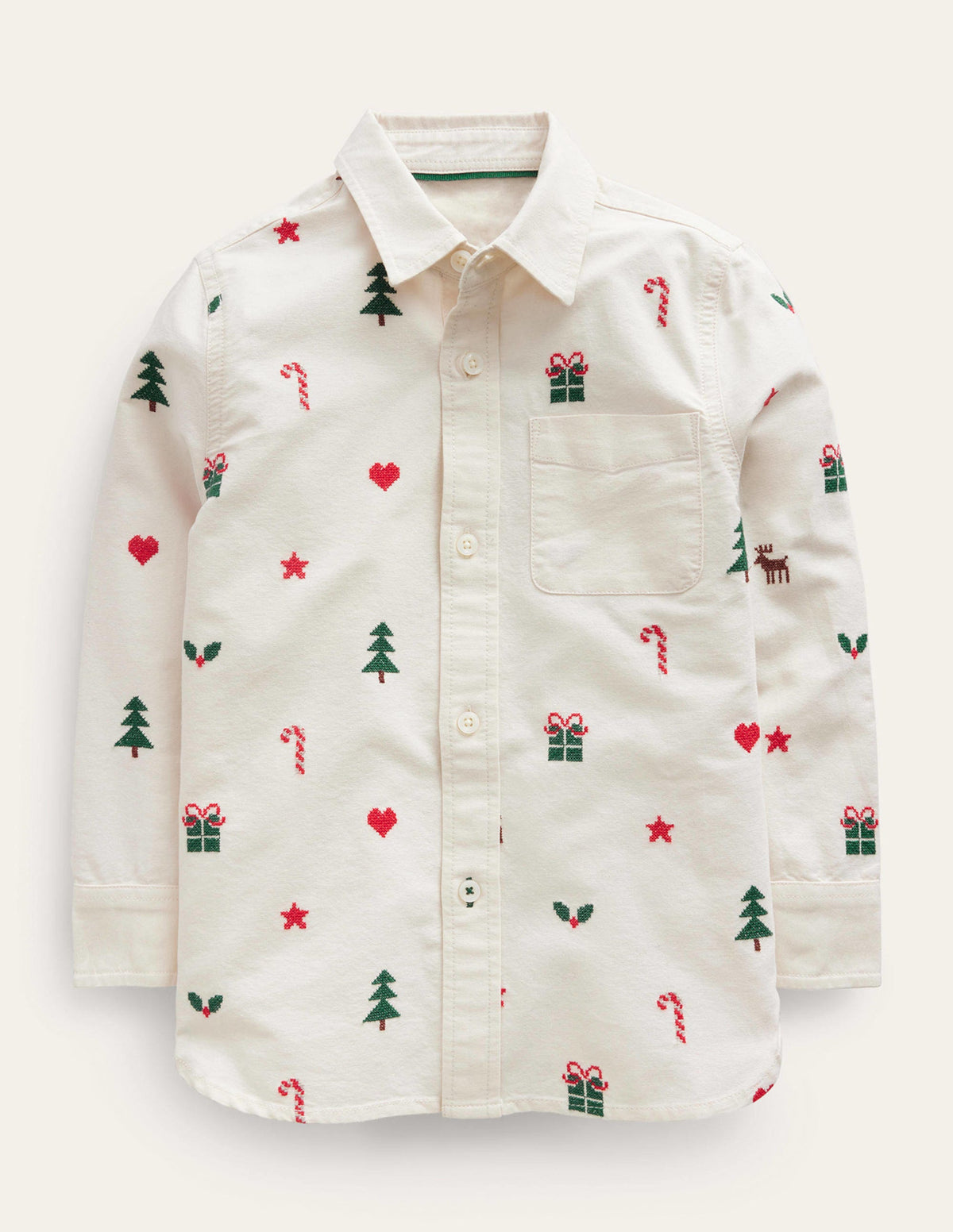 Embroidered Oxford Shirt-Vanilla Pod Christmas-1