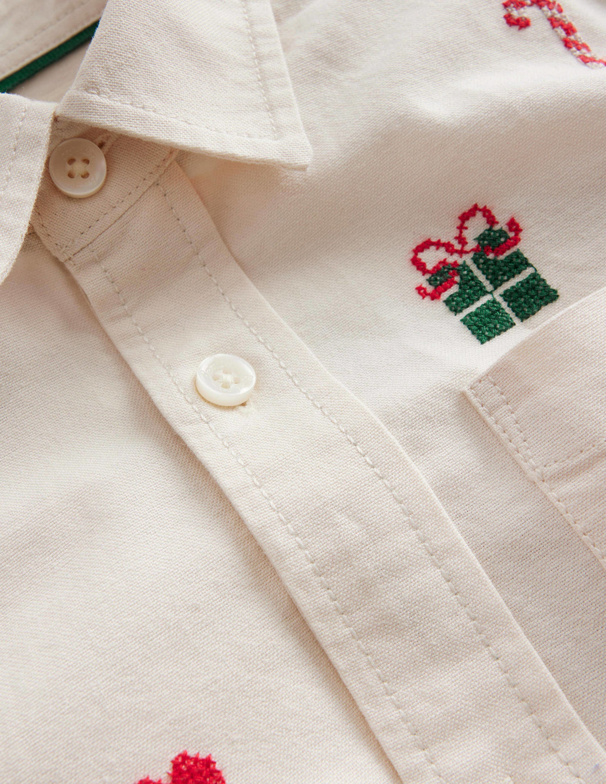 Embroidered Oxford Shirt-Vanilla Pod Christmas - Image 3