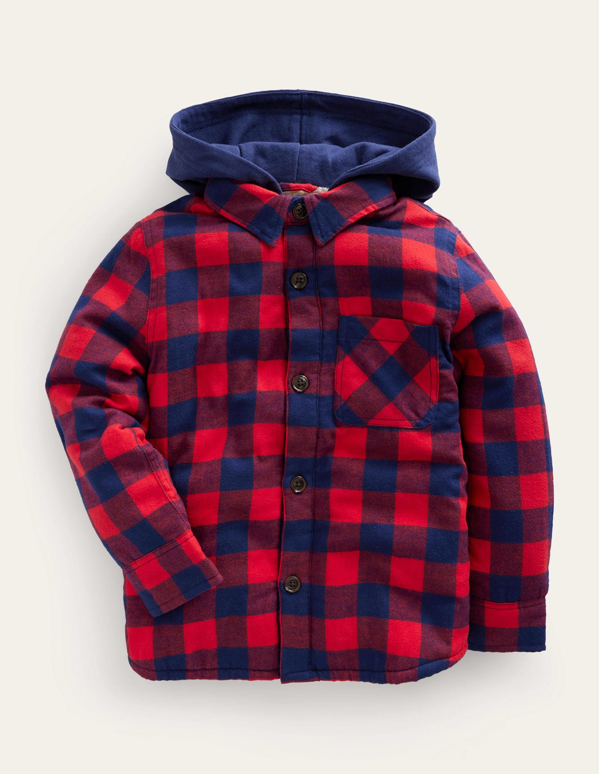 Hooded Borg Lined Jacket-Red / Blue Gingham - Image 1