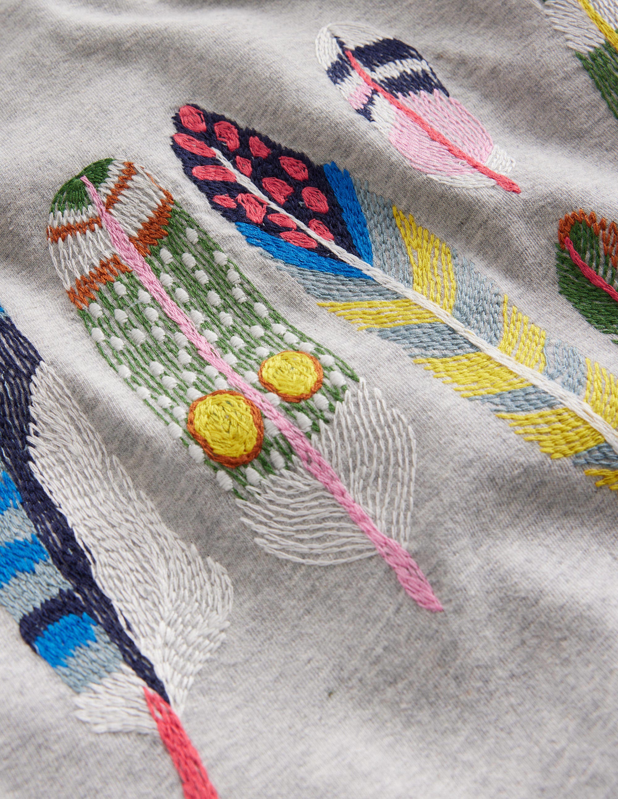 Feather Superstitch T-shirt-Grey Marl - Image 3