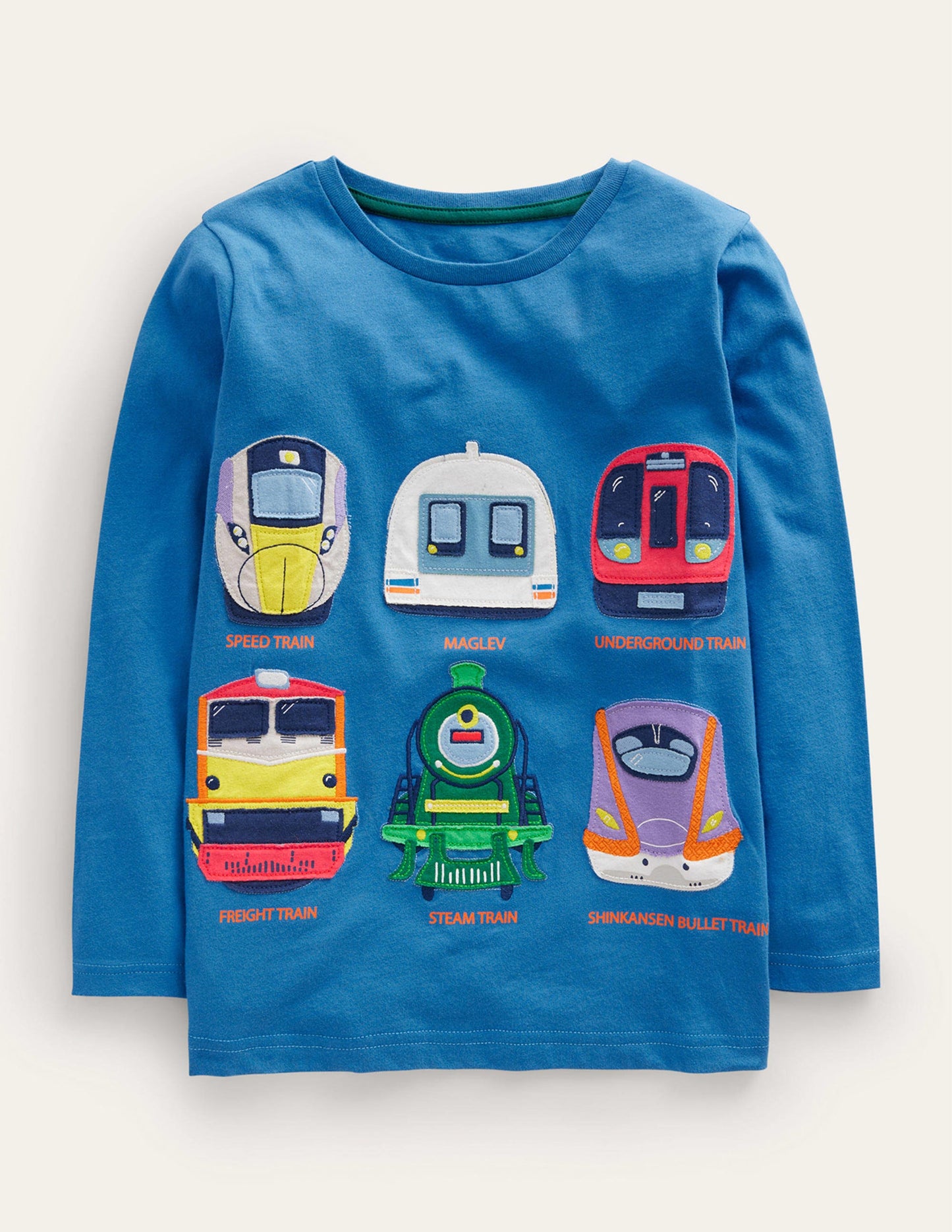 Speed Train Printed T-shirt-Egyptian Blue Trains