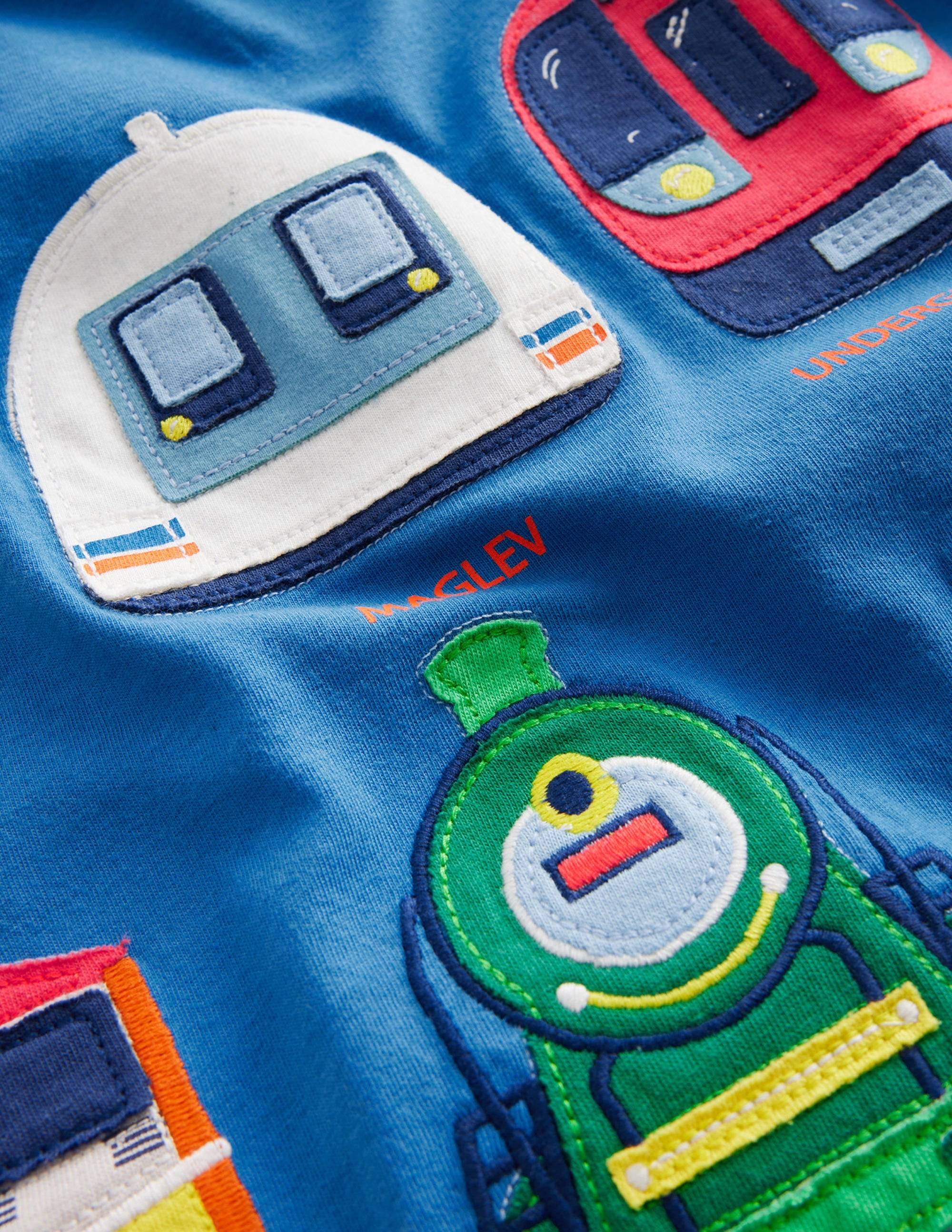 Speed Train Printed T-shirt-Egyptian Blue Trains - Image 3