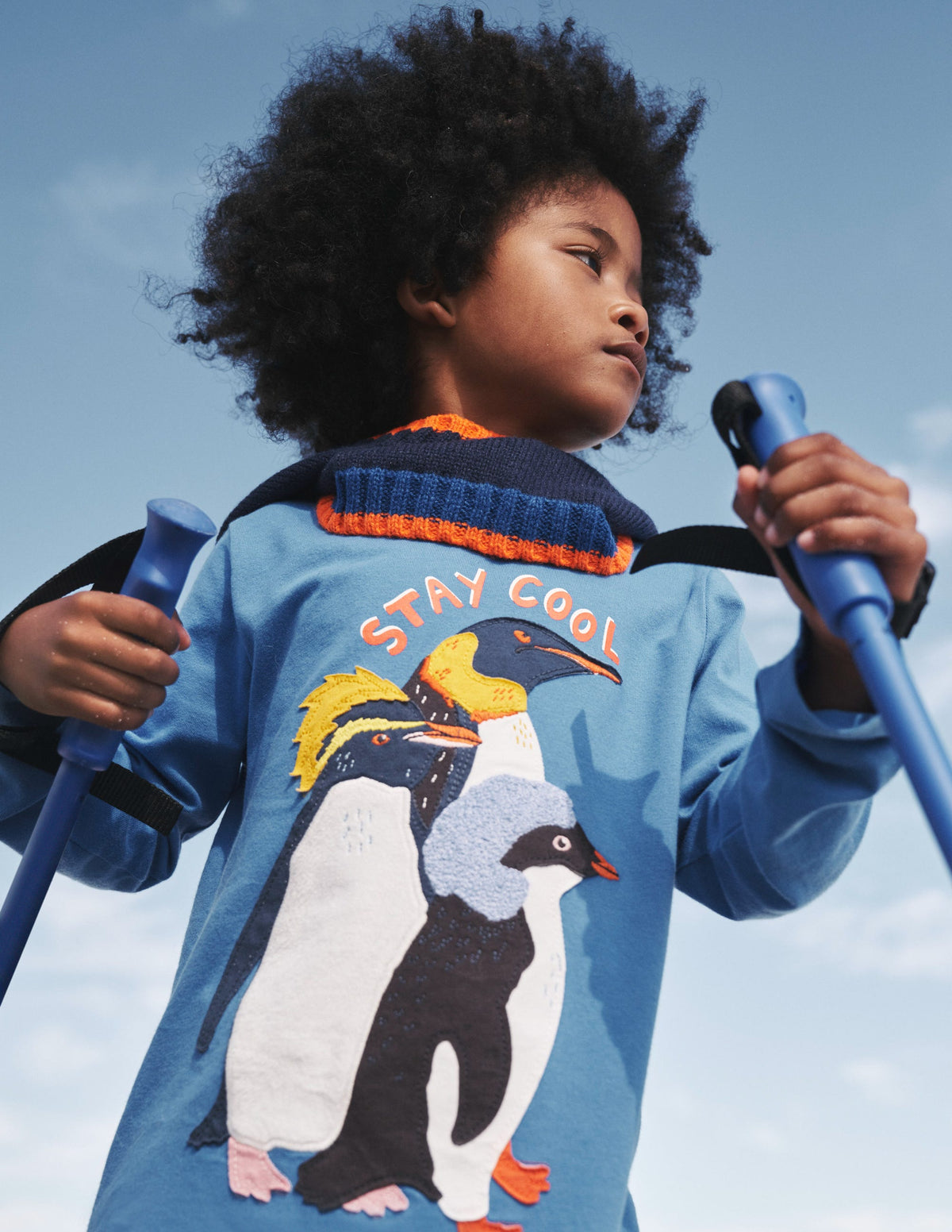 Penguin Appliqué T-shirt-Cabana Blue Penguin - Image 4