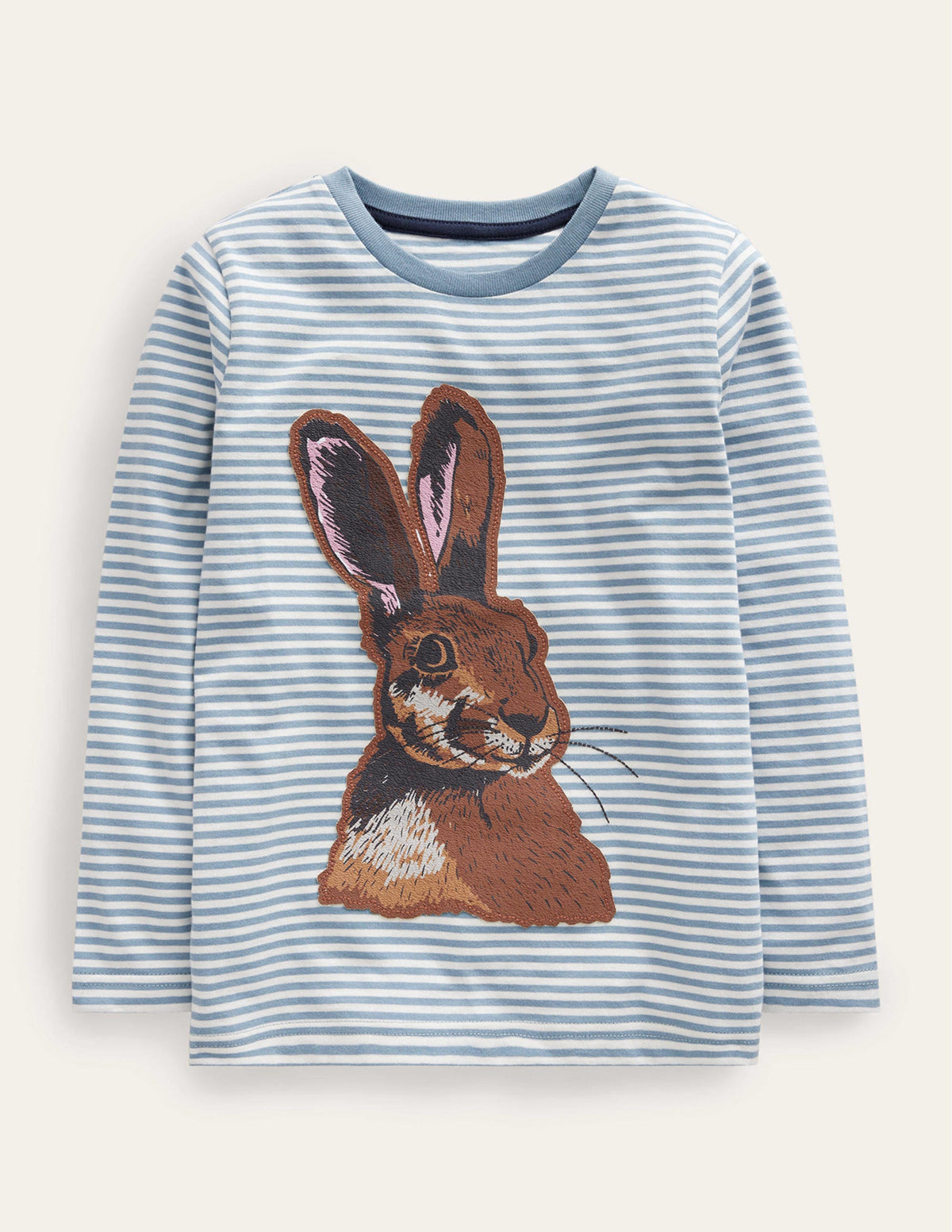 Hare Applique T-shirt-Pebble Blue/Ivory Hare-1