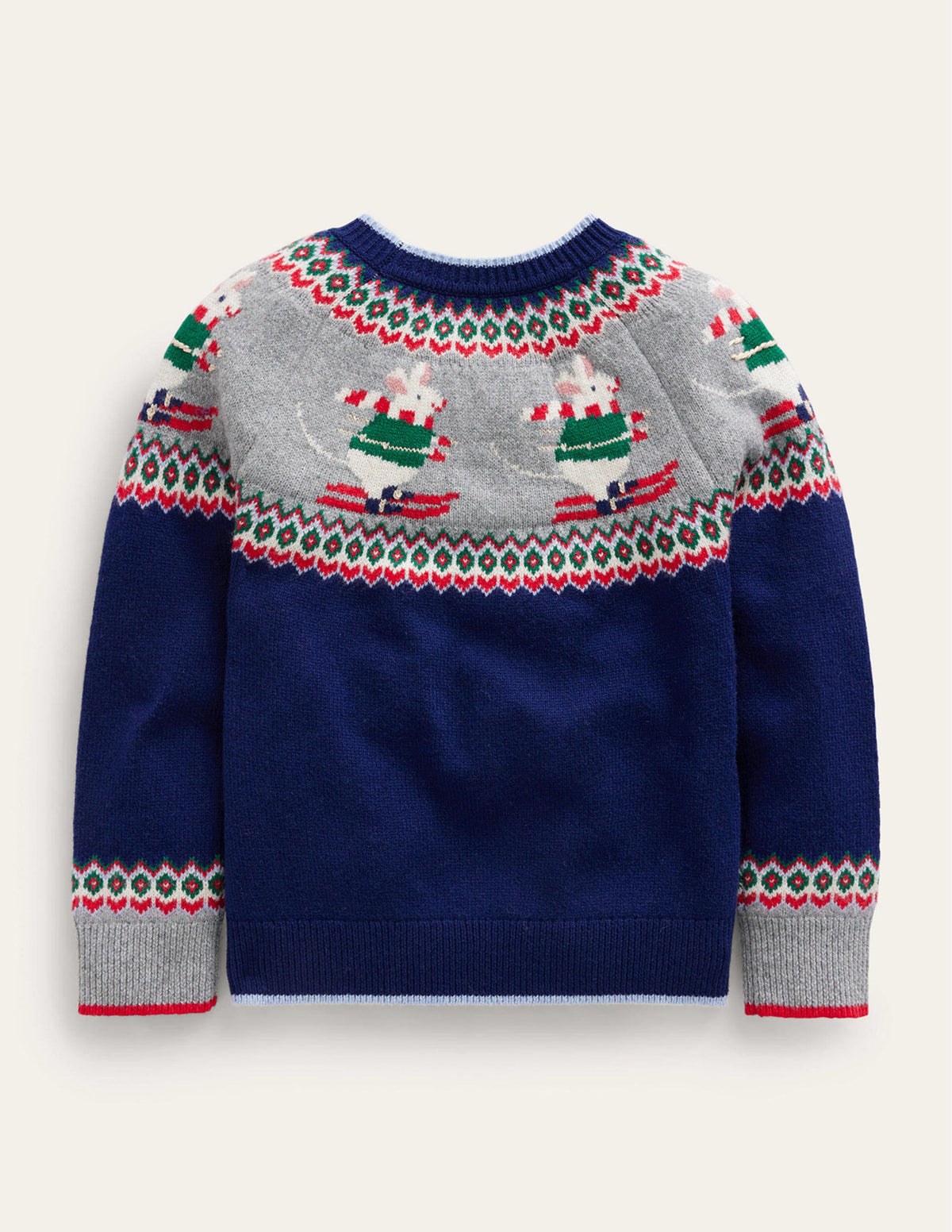Novelty Fair Isle Jumper-French Navy Skiing Mice-2