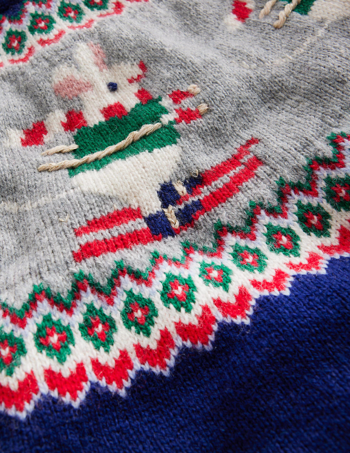 Novelty Fair Isle Jumper-French Navy Skiing Mice - Image 3