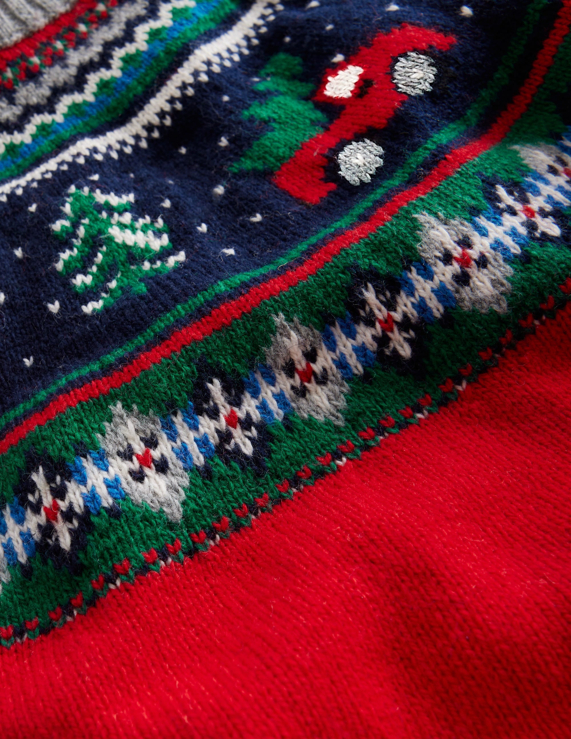Novelty Fair Isle Jumper-Brilliant Red Trees - Image 3