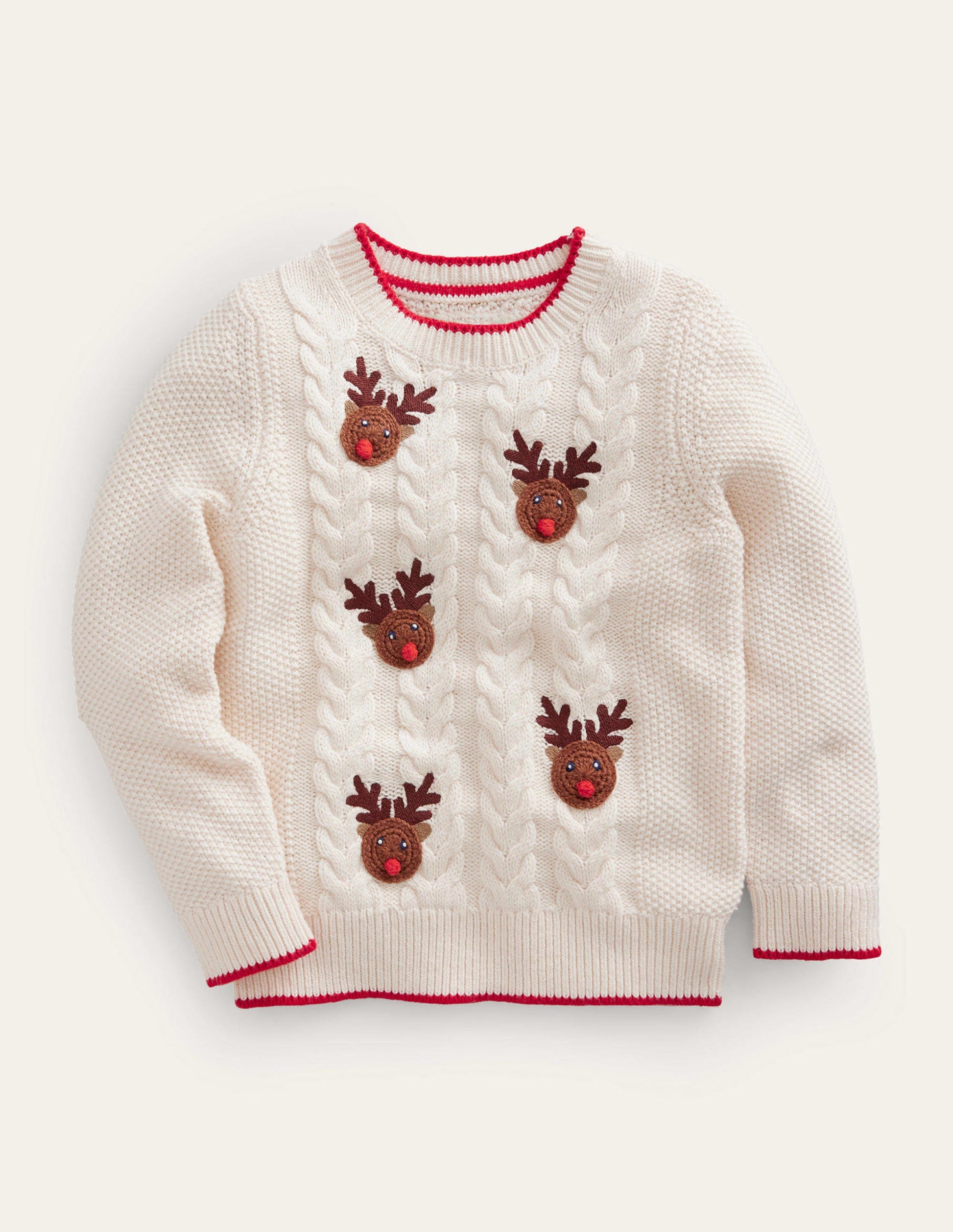 Rudolph Pom Pom Jumper-Ecru Marl-1