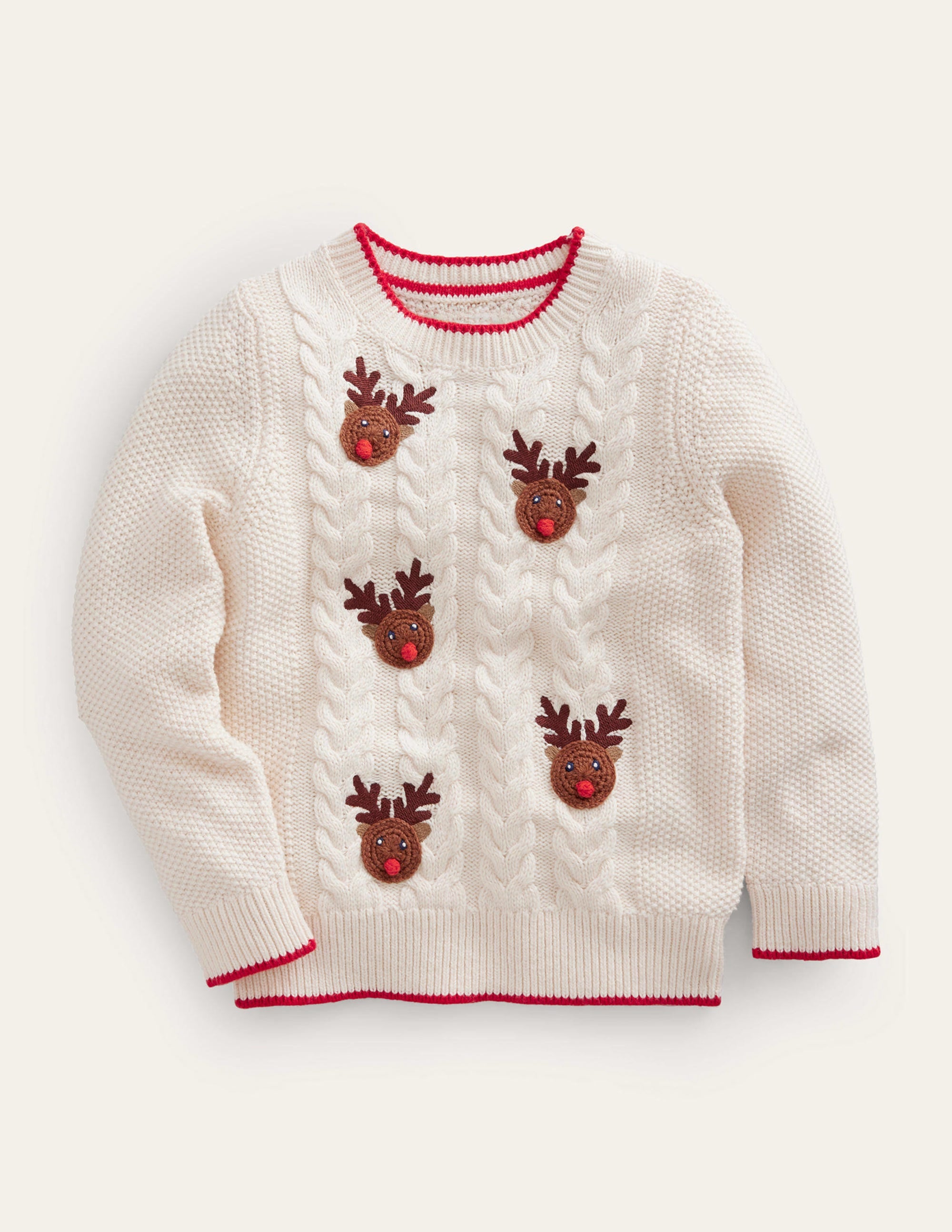 Rudolph Pom Pom Jumper-Ecru Marl - Image 1