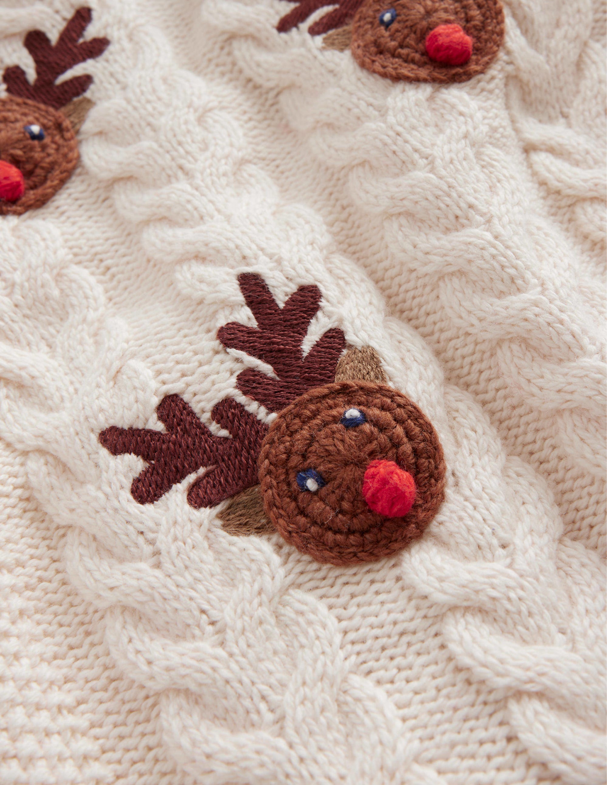 Rudolph Pom Pom Jumper-Ecru Marl - Image 3