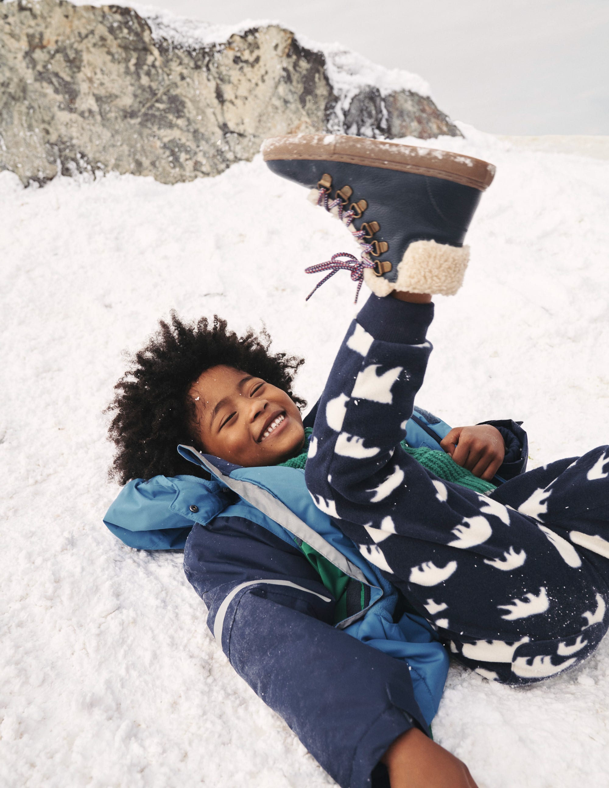 Printed Fleece Joggers-College Navy Polar Bear - Image 4