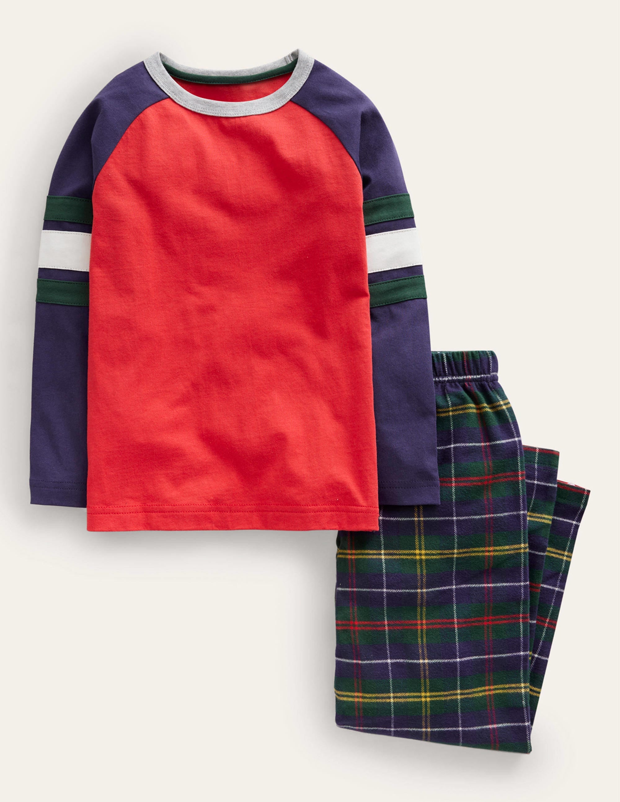 Cosy Brushed Pyjama Set-Red/Green Check - Image 1