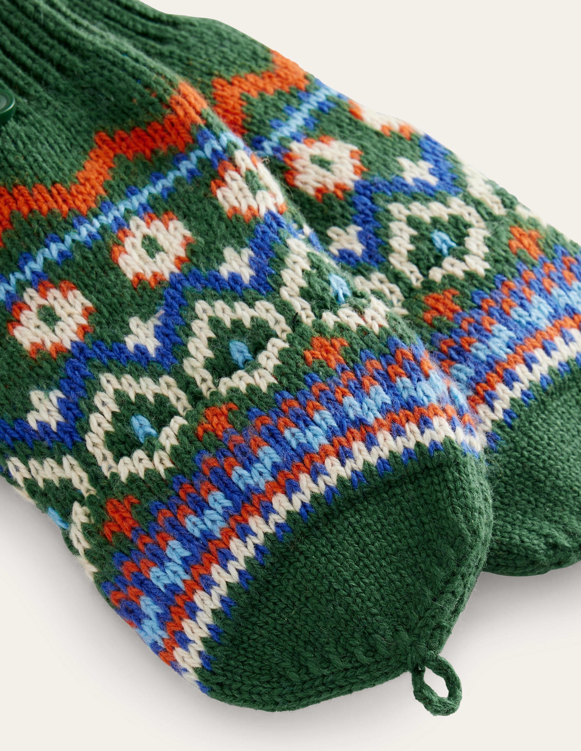 Fair Isle Knitted Mittens-Monster Green - Image 2