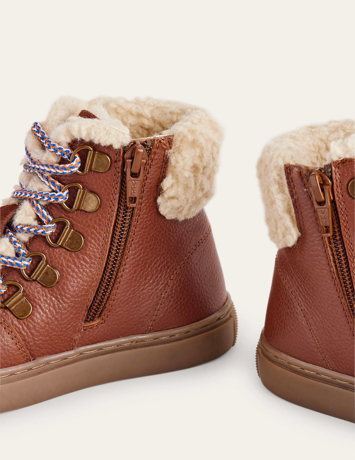 Cosy Leather Lace Up Boots-Tan-3