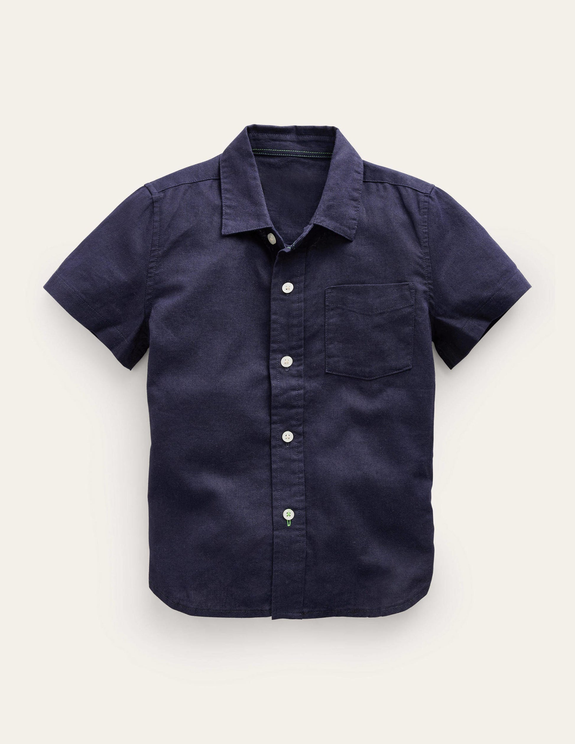 Cotton Linen Shirt-Navy-1