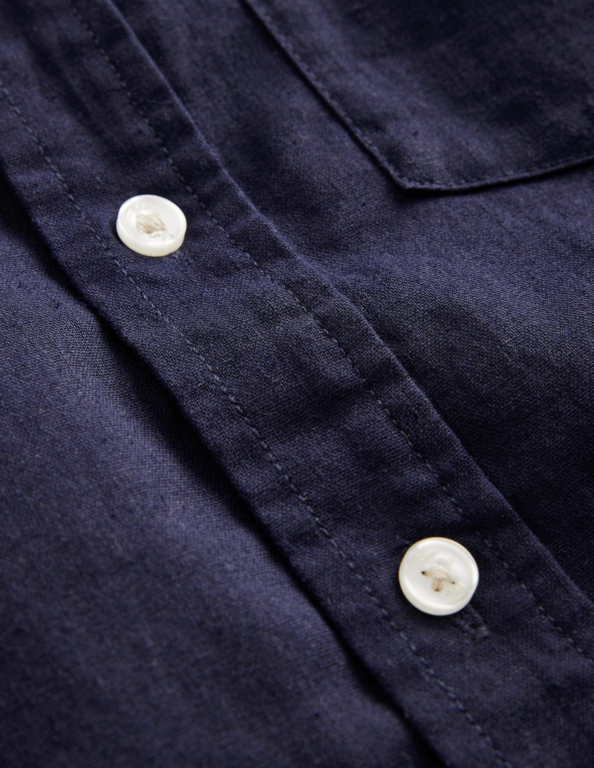 Cotton Linen Shirt-Navy - Image 3